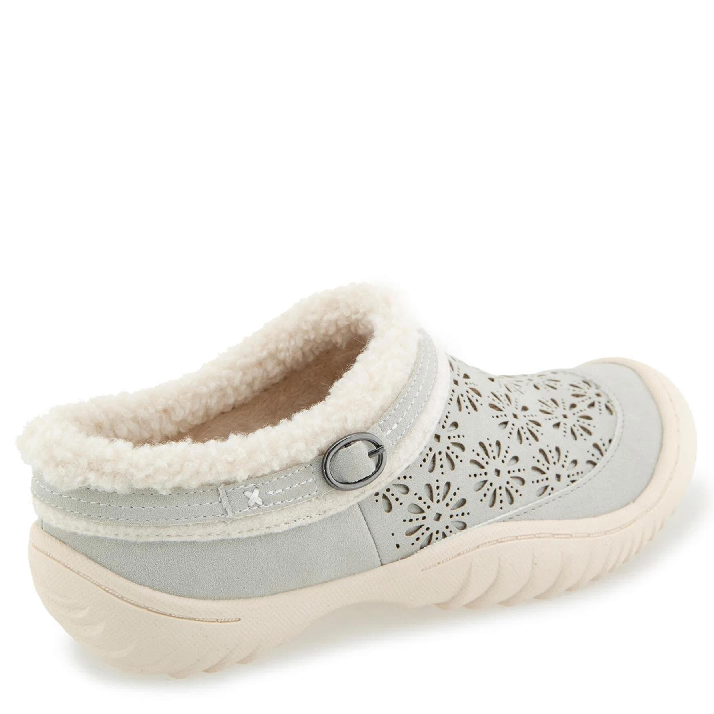 JBU-WOMENS GINGER ENCORE FAUX FUR CLOG-PALE GREY & 