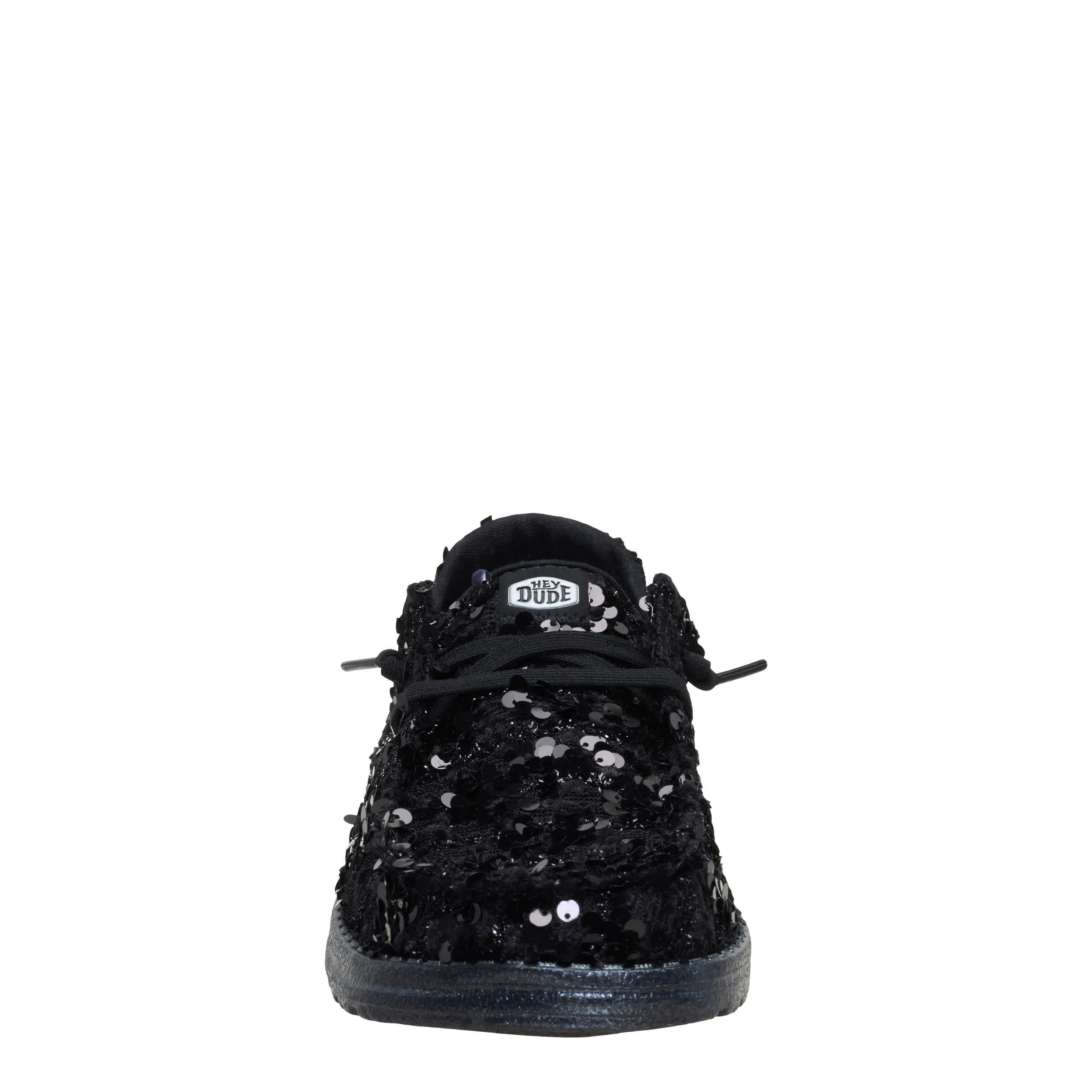 HEYDUDE-WOMENS WENDY PARTY SEQUIN SLIP ON SNEAKER-BLACK & 