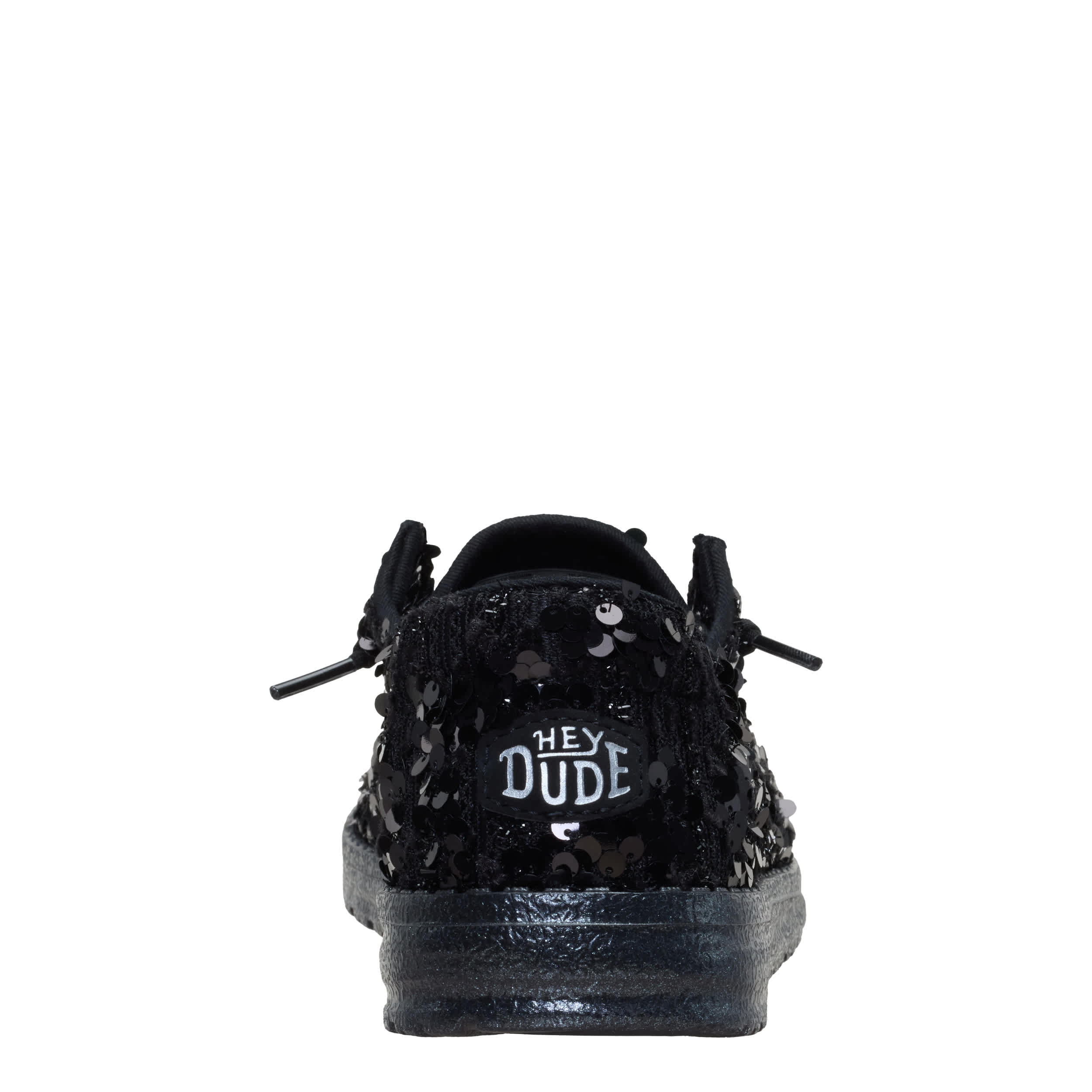 HEYDUDE-WOMENS WENDY PARTY SEQUIN SLIP ON SNEAKER-BLACK & 