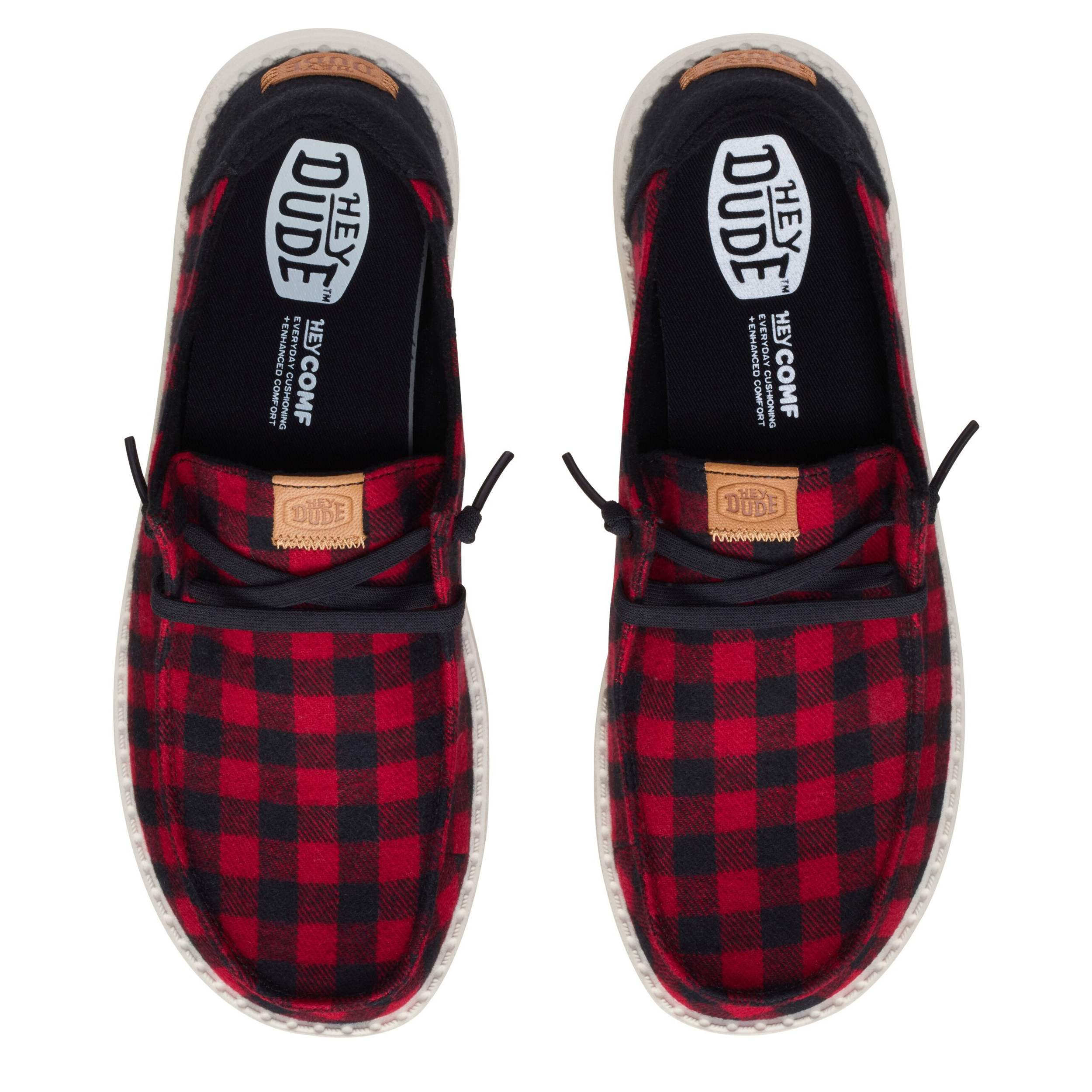 HEYDUDE-WOMENS WENDY BUFFALO SLIP ON SNEAKER-RED & 