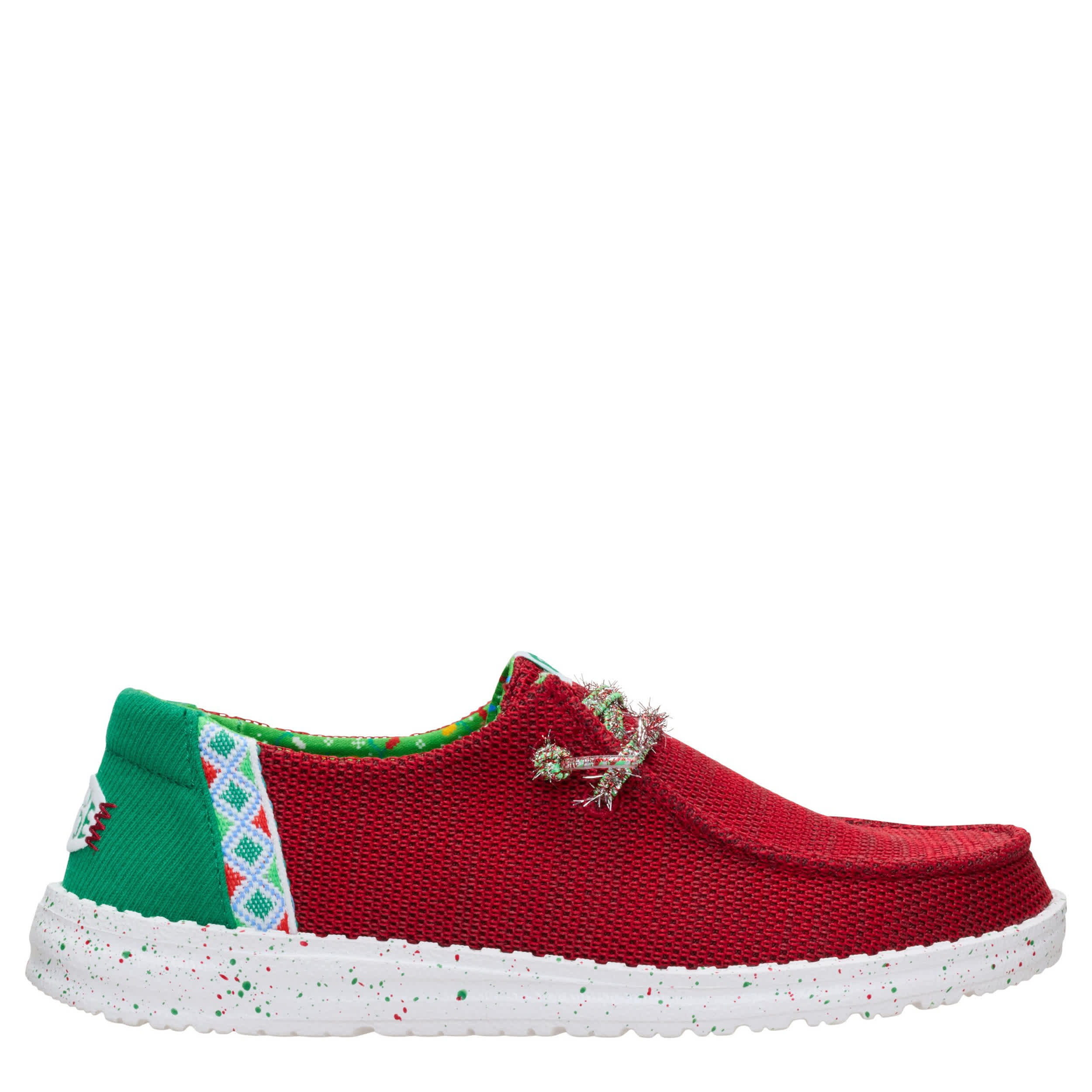 HEYDUDE-WOMENS WENDY STRETCH SOX JINGLE SLIP ON SNEAKER-RED & 