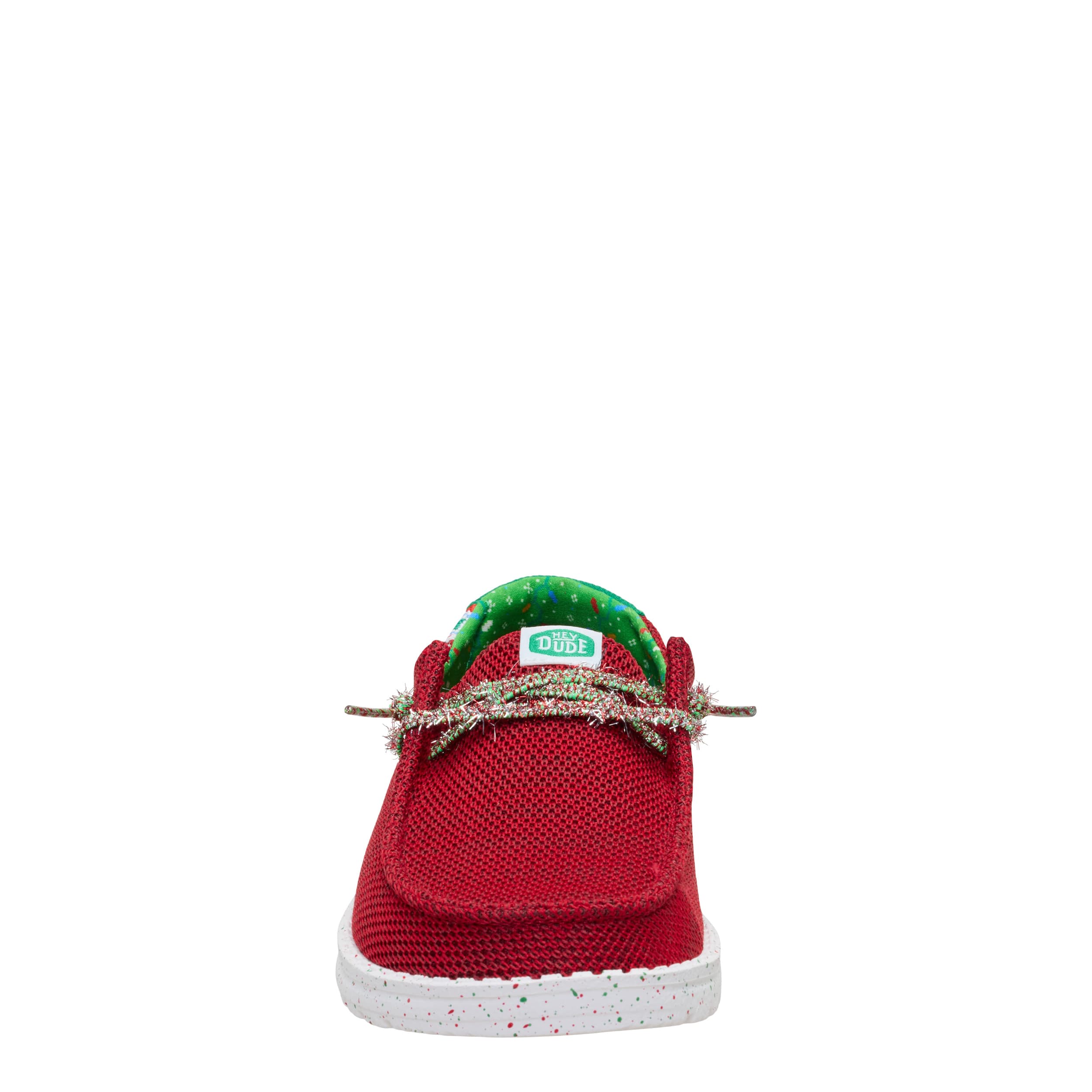 HEYDUDE-WOMENS WENDY STRETCH SOX JINGLE SLIP ON SNEAKER-RED & 