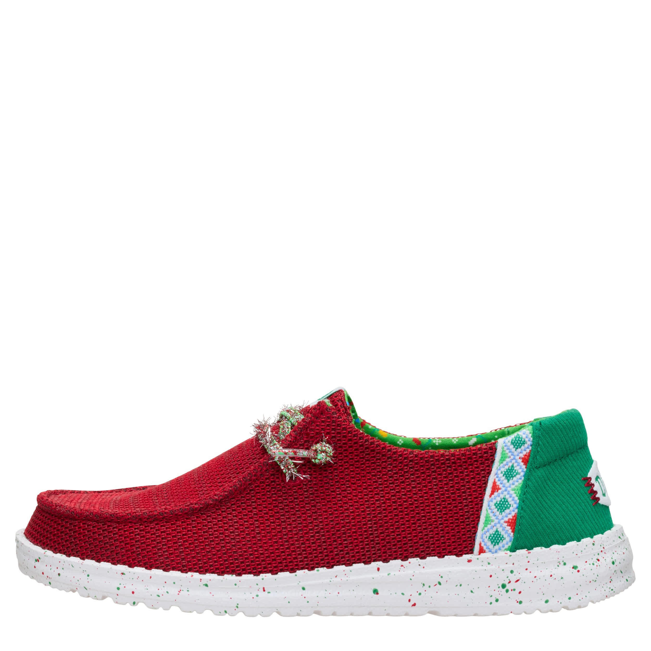 HEYDUDE-WOMENS WENDY STRETCH SOX JINGLE SLIP ON SNEAKER-RED & 