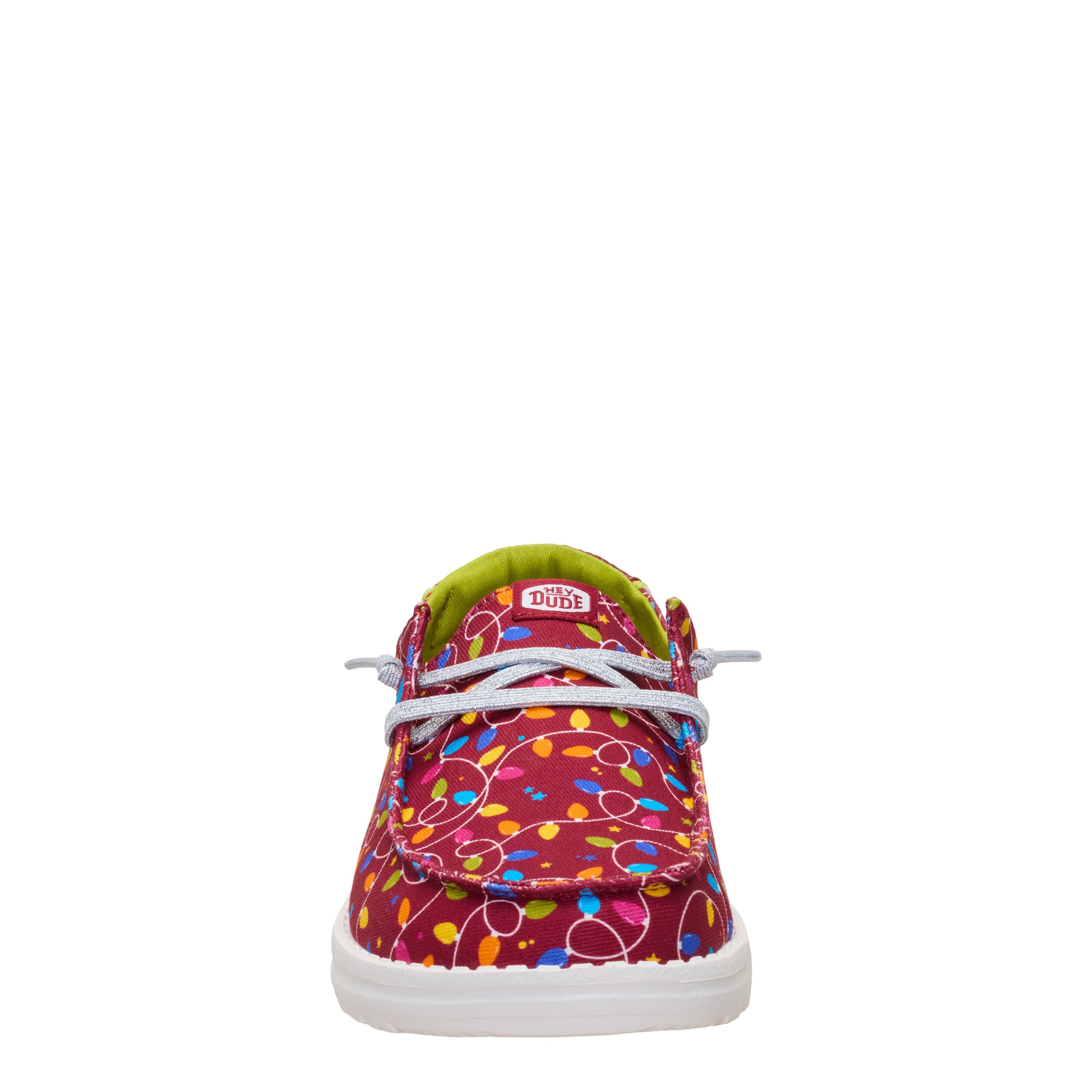 HEYDUDE-WOMENS WENDY HOLIDAY LIGHTS SLIP ON SNEAKER-RED & 