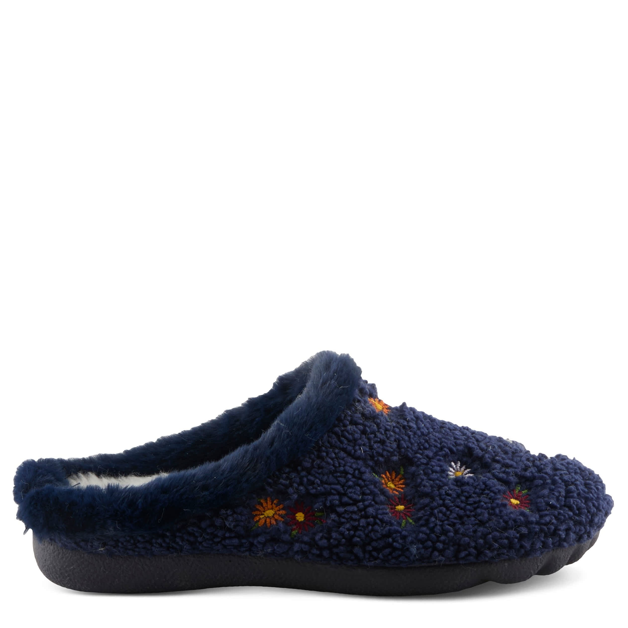 Flexus-WOMENS ABOUQUET FAUX FUR SLIPPER-NAVY & 