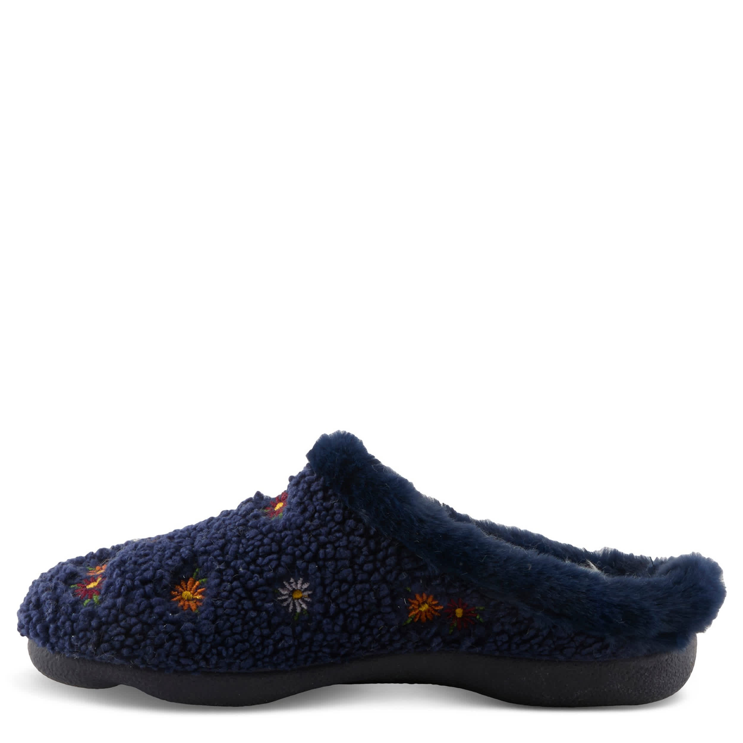 Flexus-WOMENS ABOUQUET FAUX FUR SLIPPER-NAVY & 