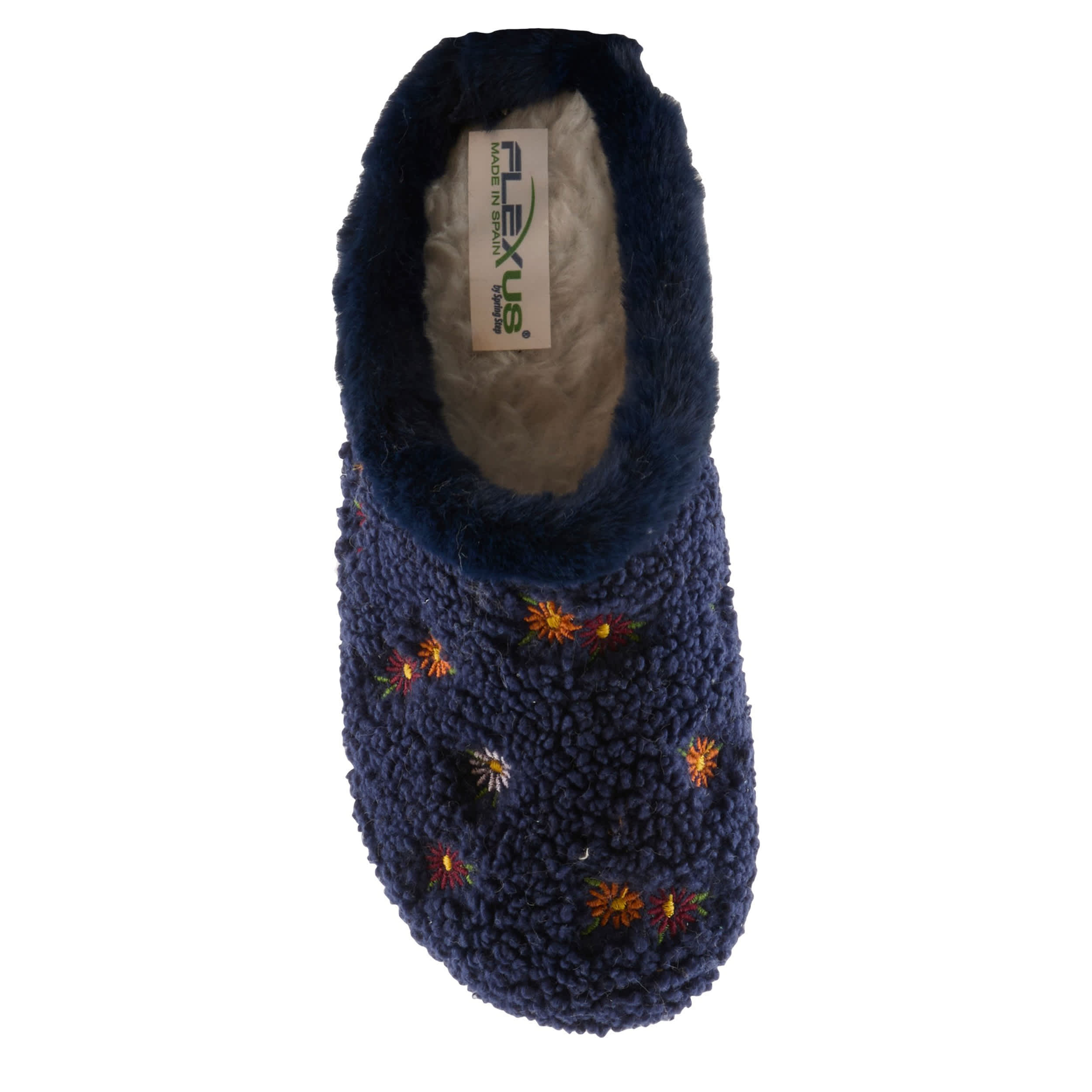 Flexus-WOMENS ABOUQUET FAUX FUR SLIPPER-NAVY & 