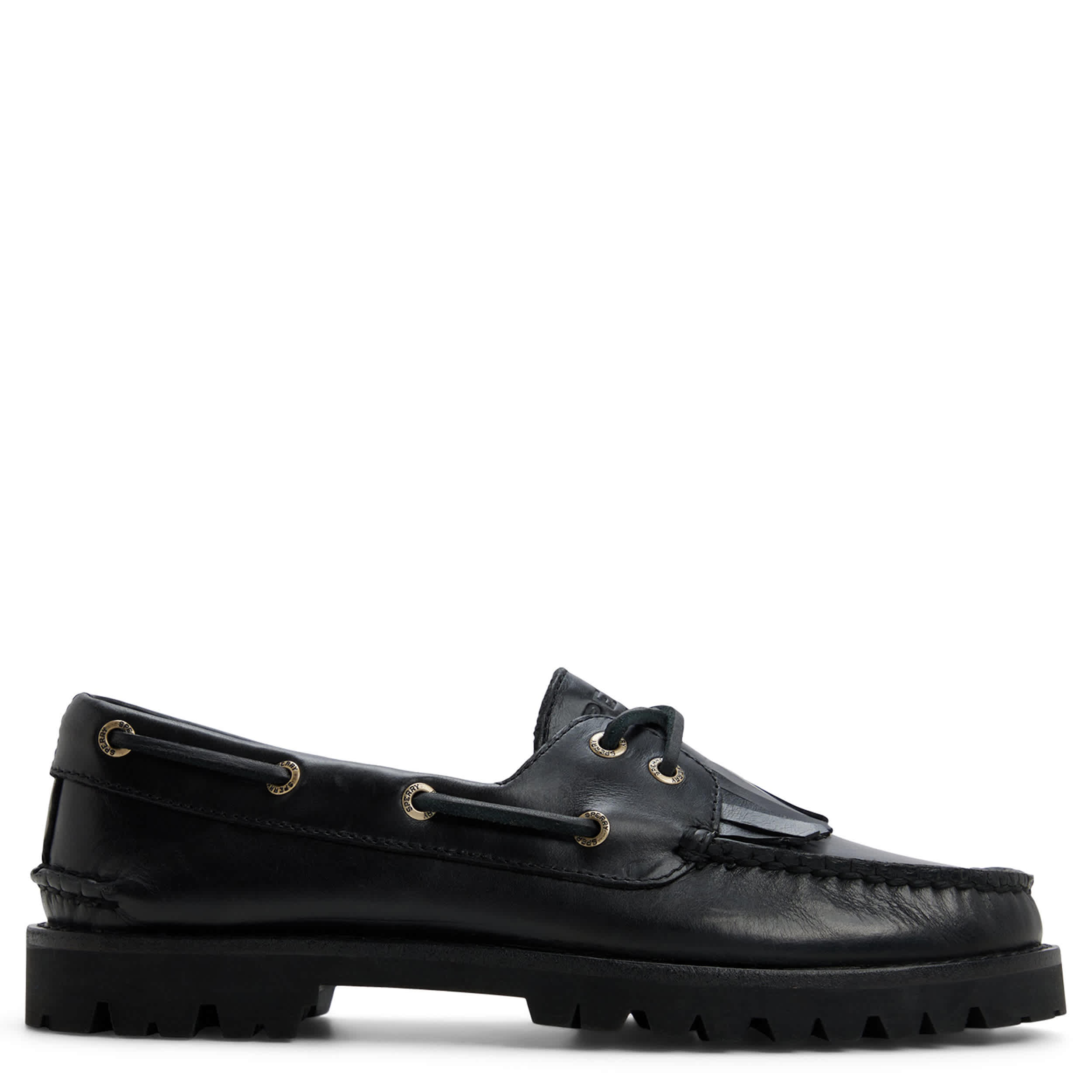 SPERRY-WOMENS AO KILTIE LUG BOAT SHOE-BLACK & 