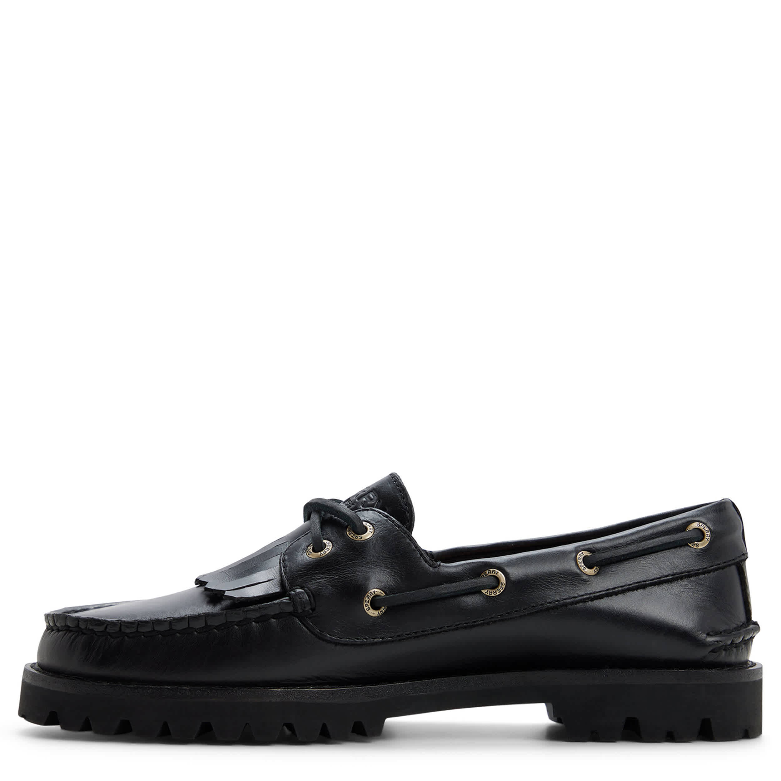 SPERRY-WOMENS AO KILTIE LUG BOAT SHOE-BLACK & 
