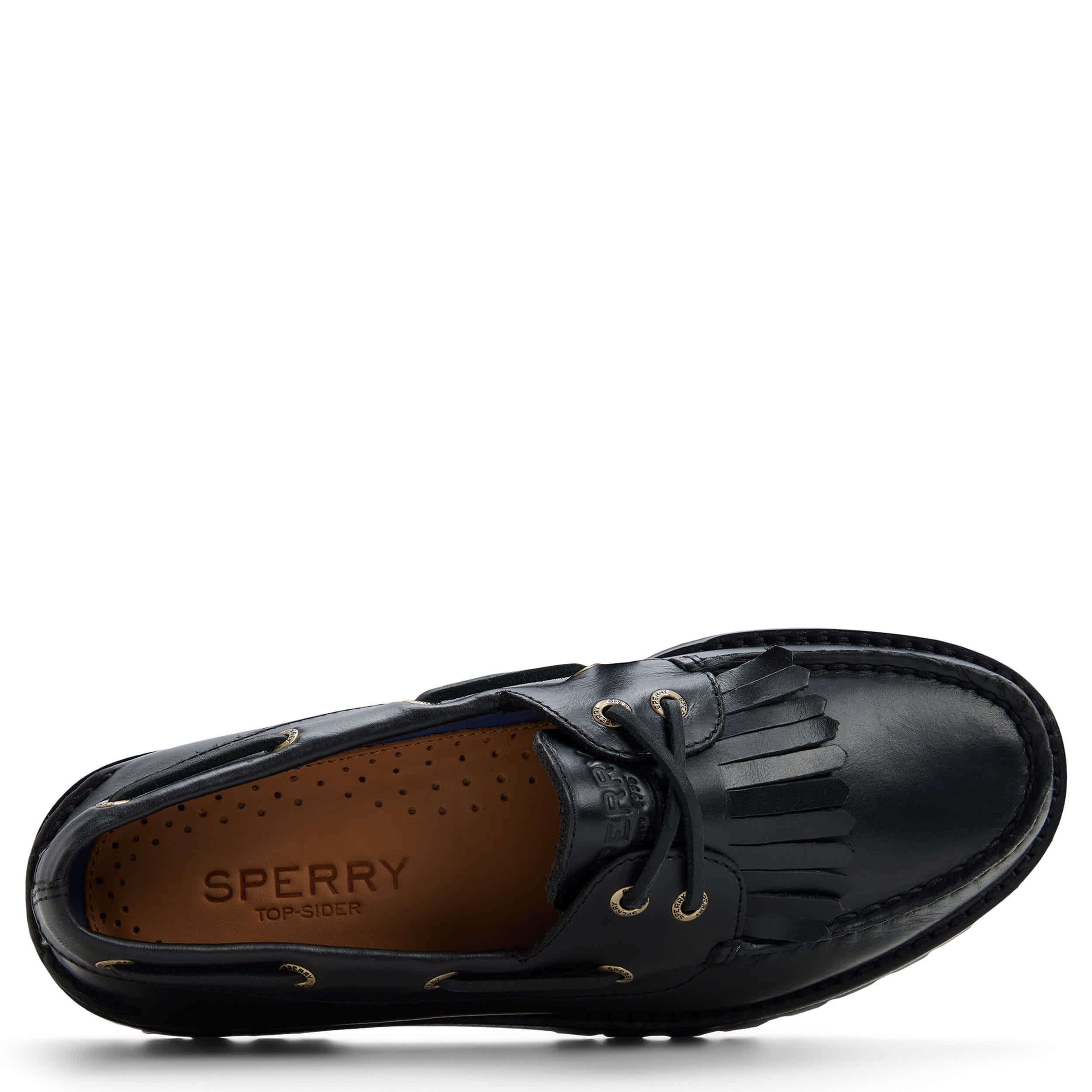 SPERRY-WOMENS AO KILTIE LUG BOAT SHOE-BLACK & 