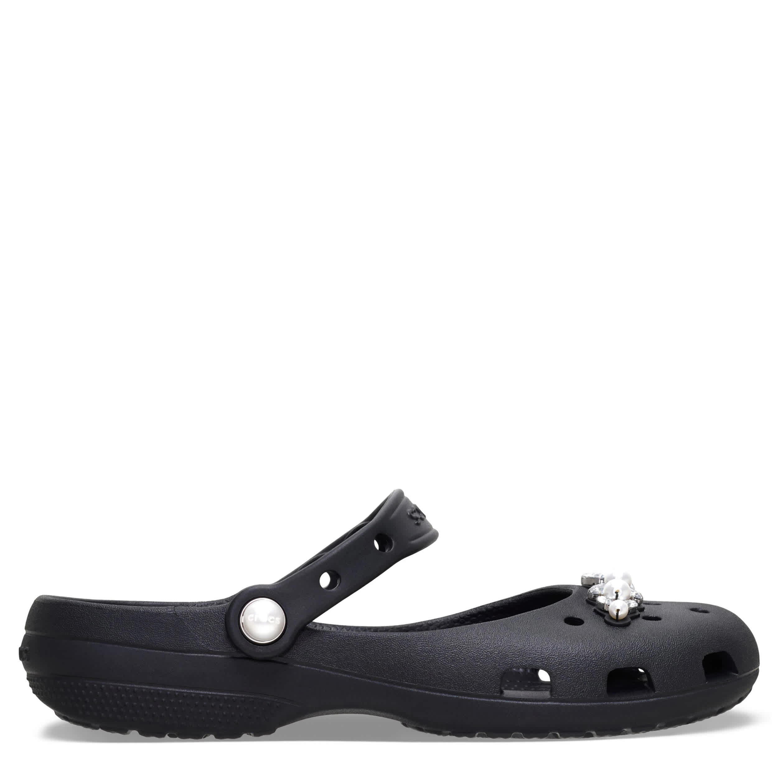 CROCS-WOMENS CLASSIC PEARLS BALLET CLOG-BLACK & SILVER