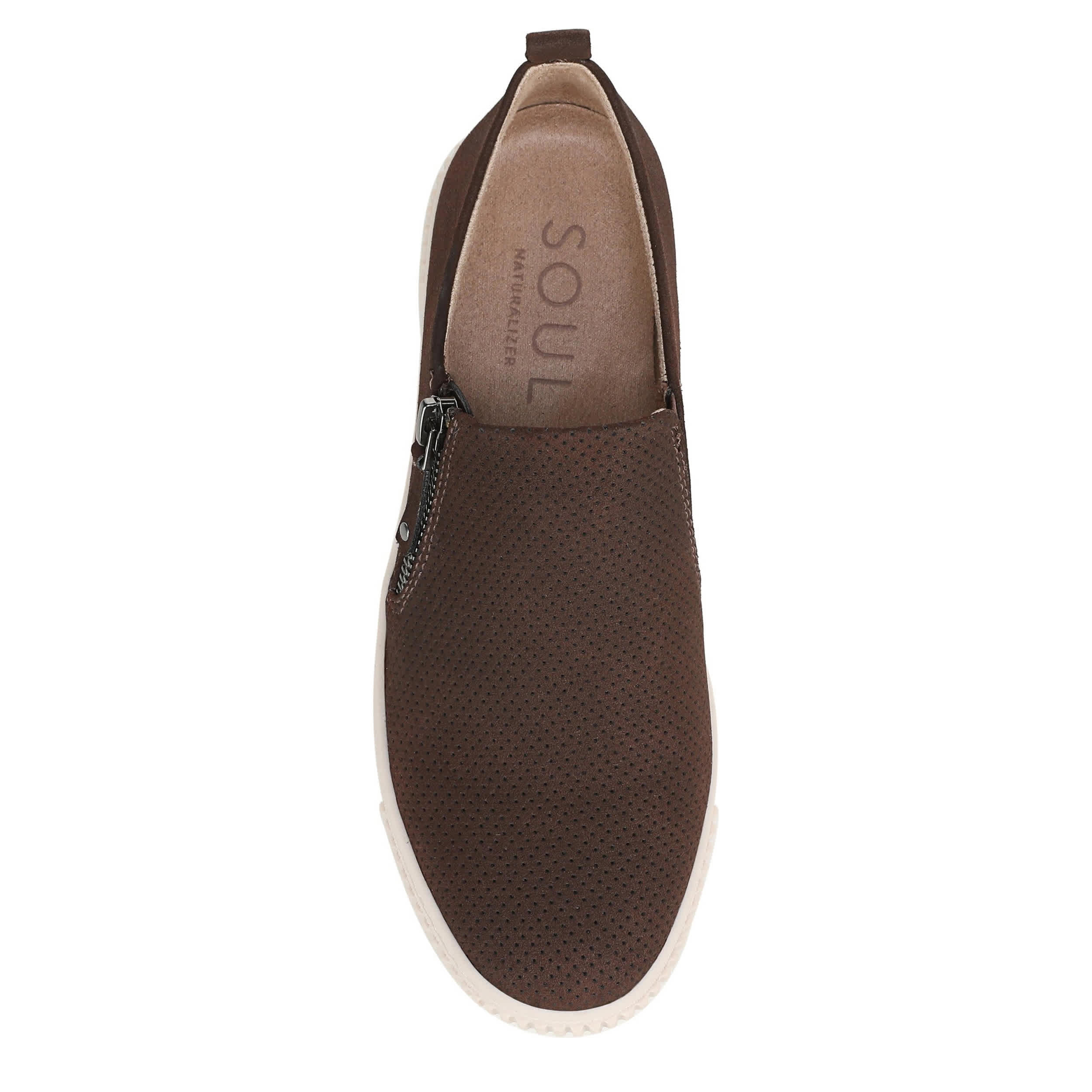 NATURAL SOUL BY NATURALIZER-WOMENS TURNER SLIP ON SNEAKER-BROWN & 