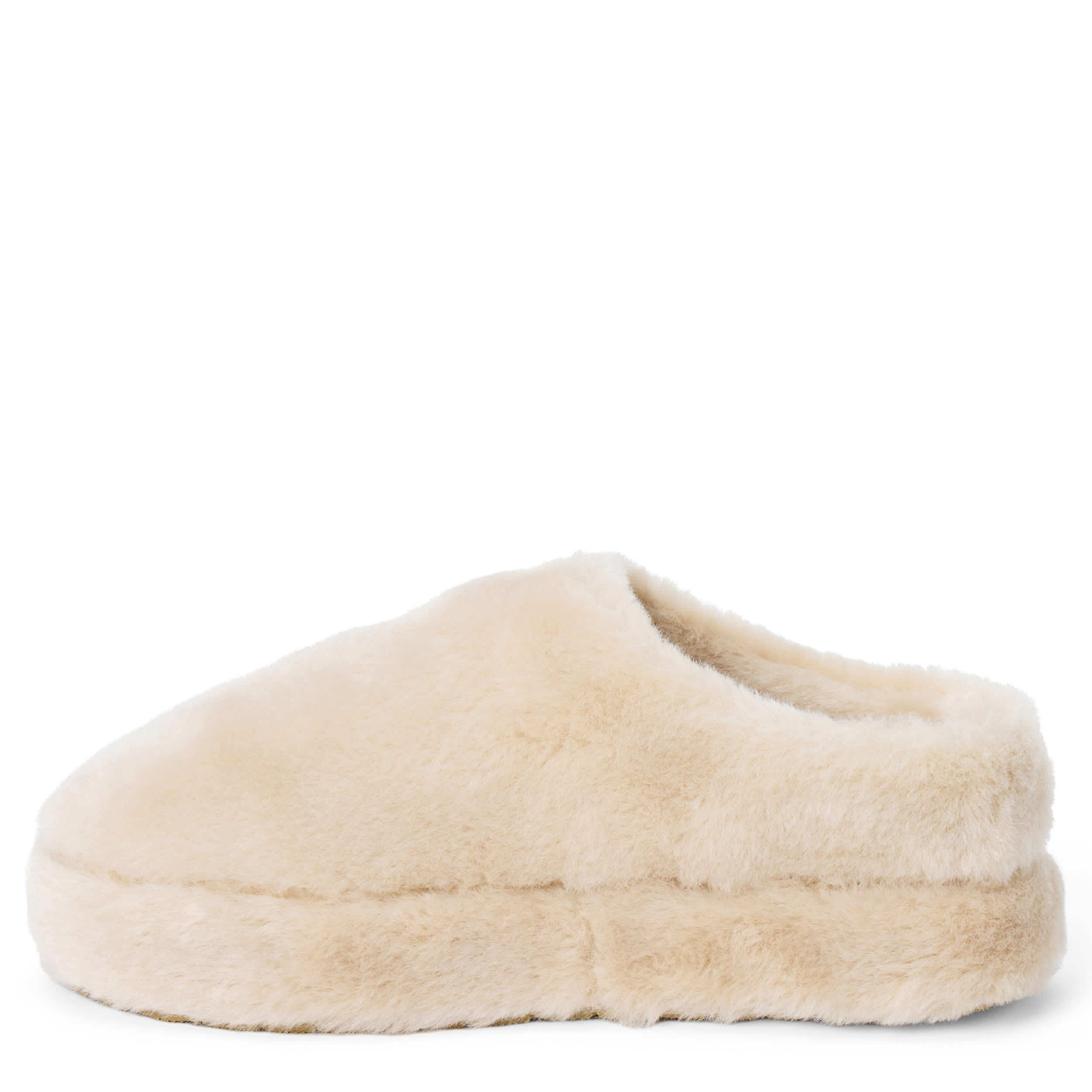 BEACH-WOMENS CLAUDE FAUX FUR SLIPPER-BEIGE & 