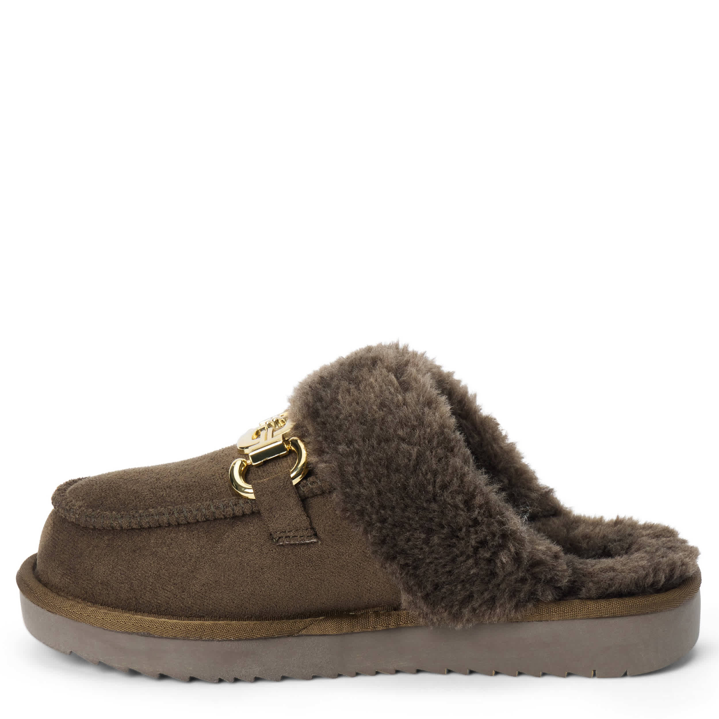 BEACH-WOMENS DAVOS SLIPPER FAUX FUR-ESPRESSO & 