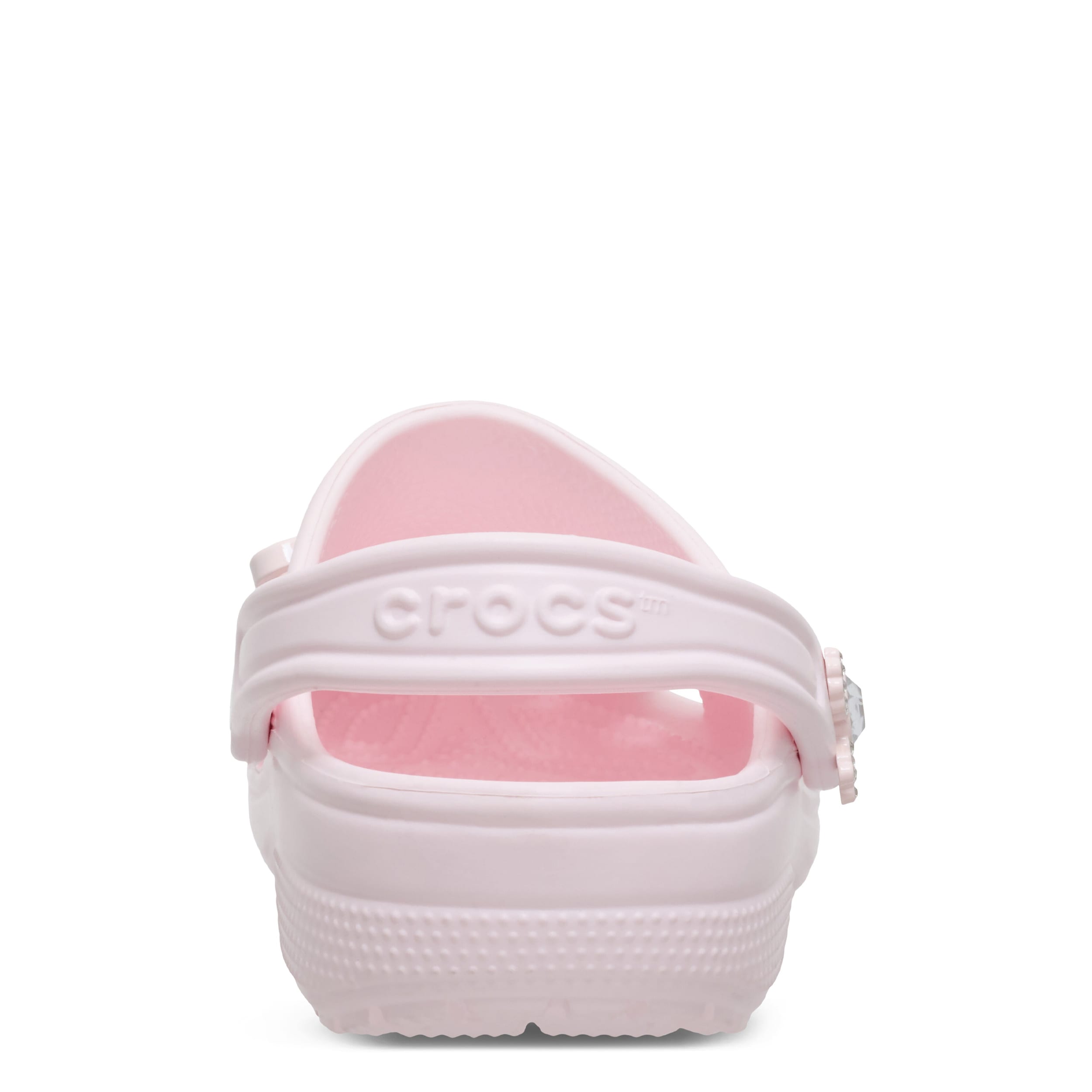 CROCS-WOMENS CLASSIC BLING BOWS CLOG-PALE PINK & SILVER