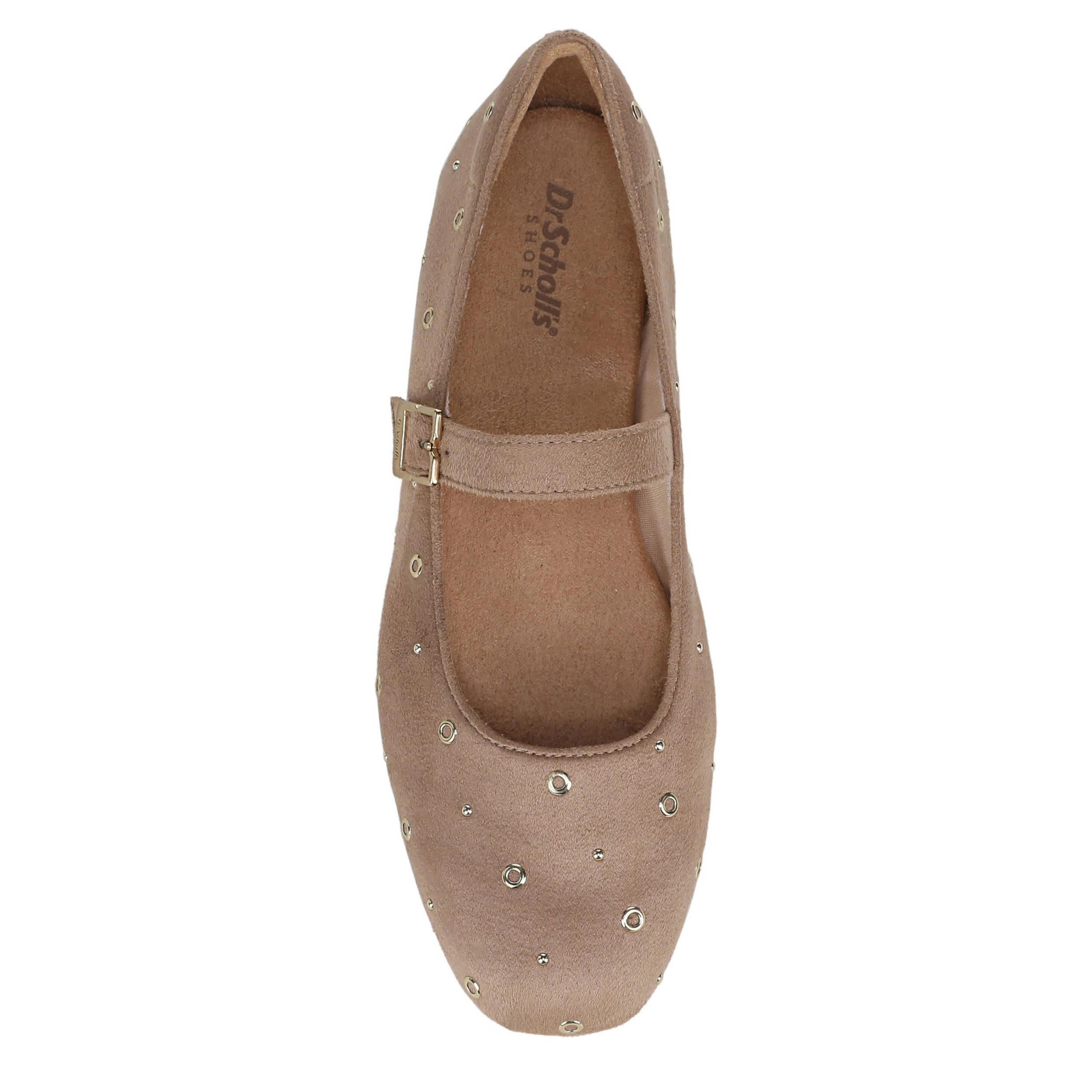 DR. SCHOLL'S-WOMENS WEXLEY JANE STUD FLAT-TAUPE & 