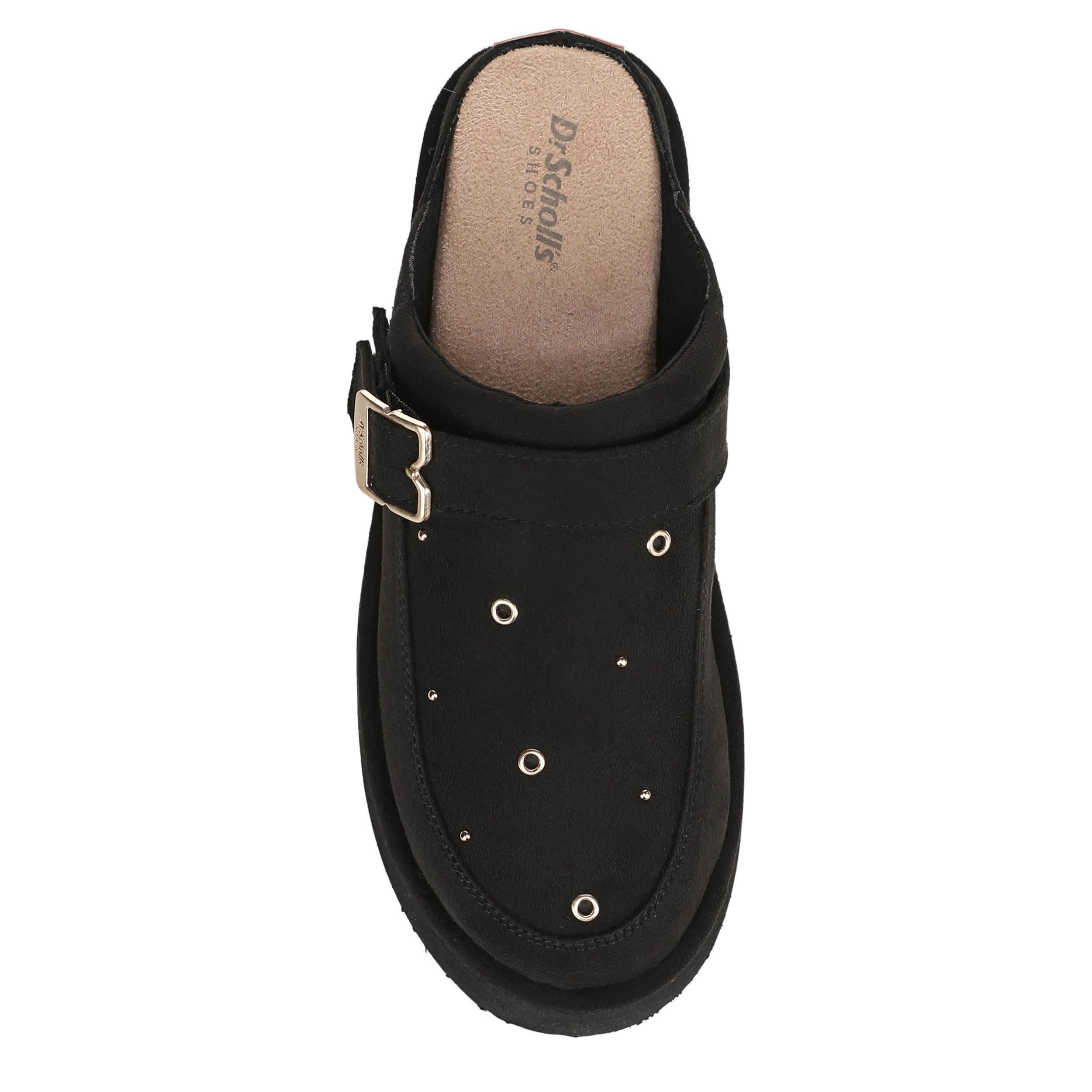 DR. SCHOLL'S-WOMENS CHILL OUT ICONIC STUD CLOG-BLACK & 