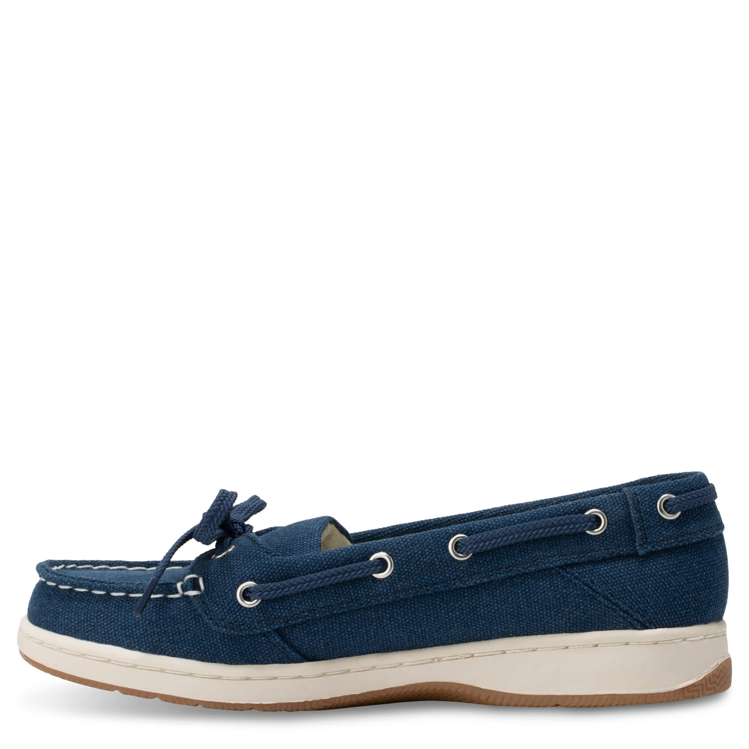 EASTLAND-WOMENS SUNSET BOAT SHOE-NAVY & 