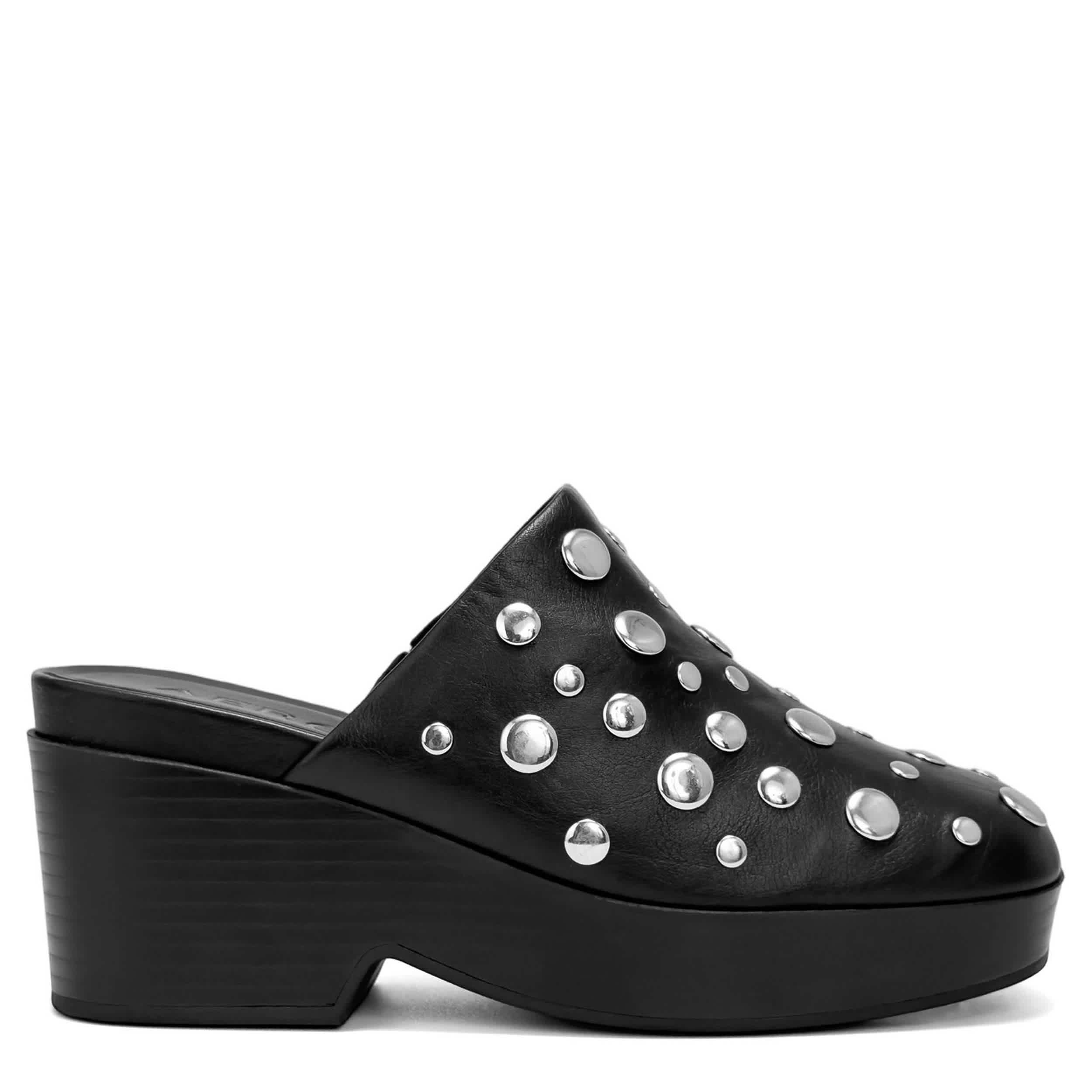 AEROSOLES-WOMENS CHATA FX GLAZED CLOG-BLACK & WHITE