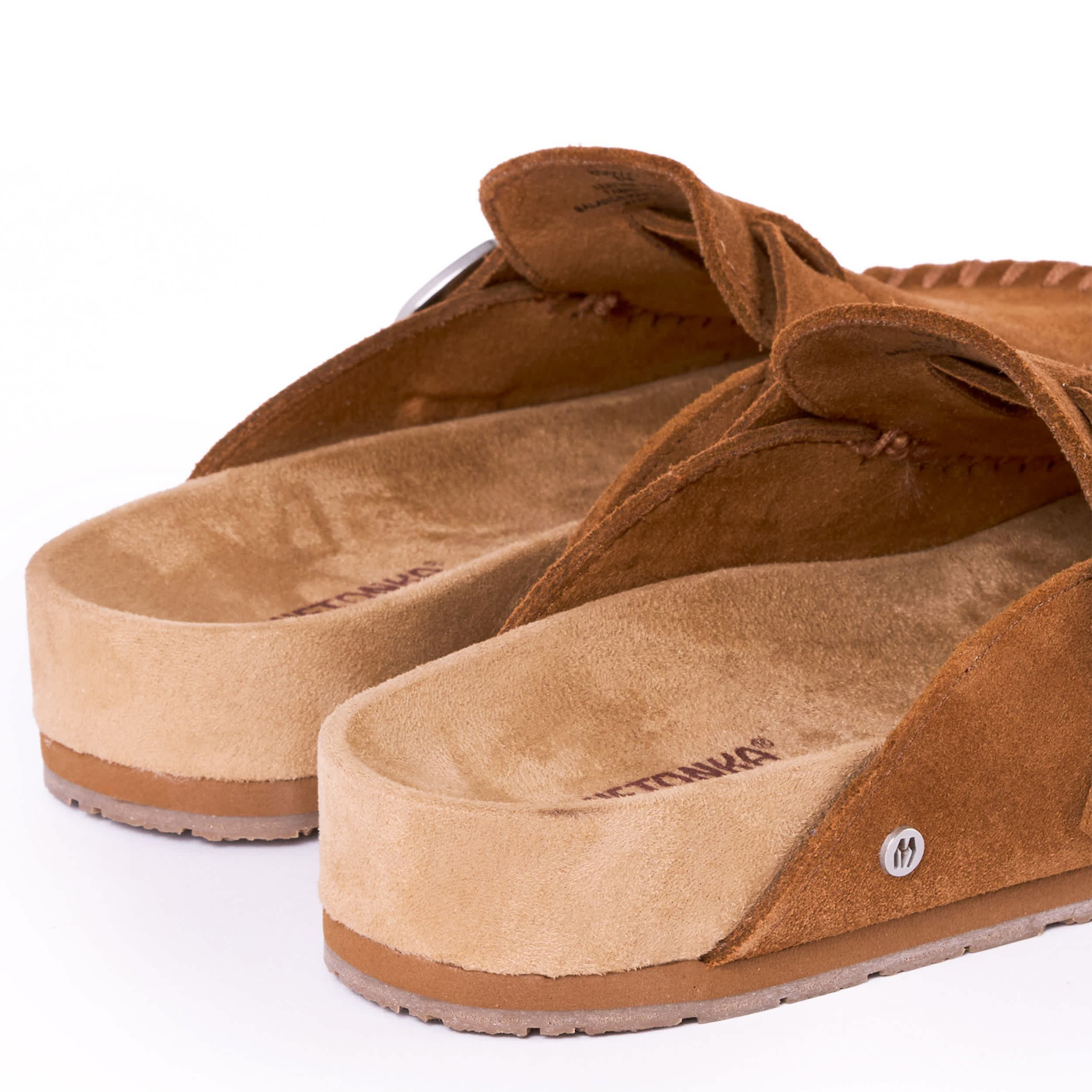 MINNETONKA-WOMENS BUCKLE CLOG-BROWN & 