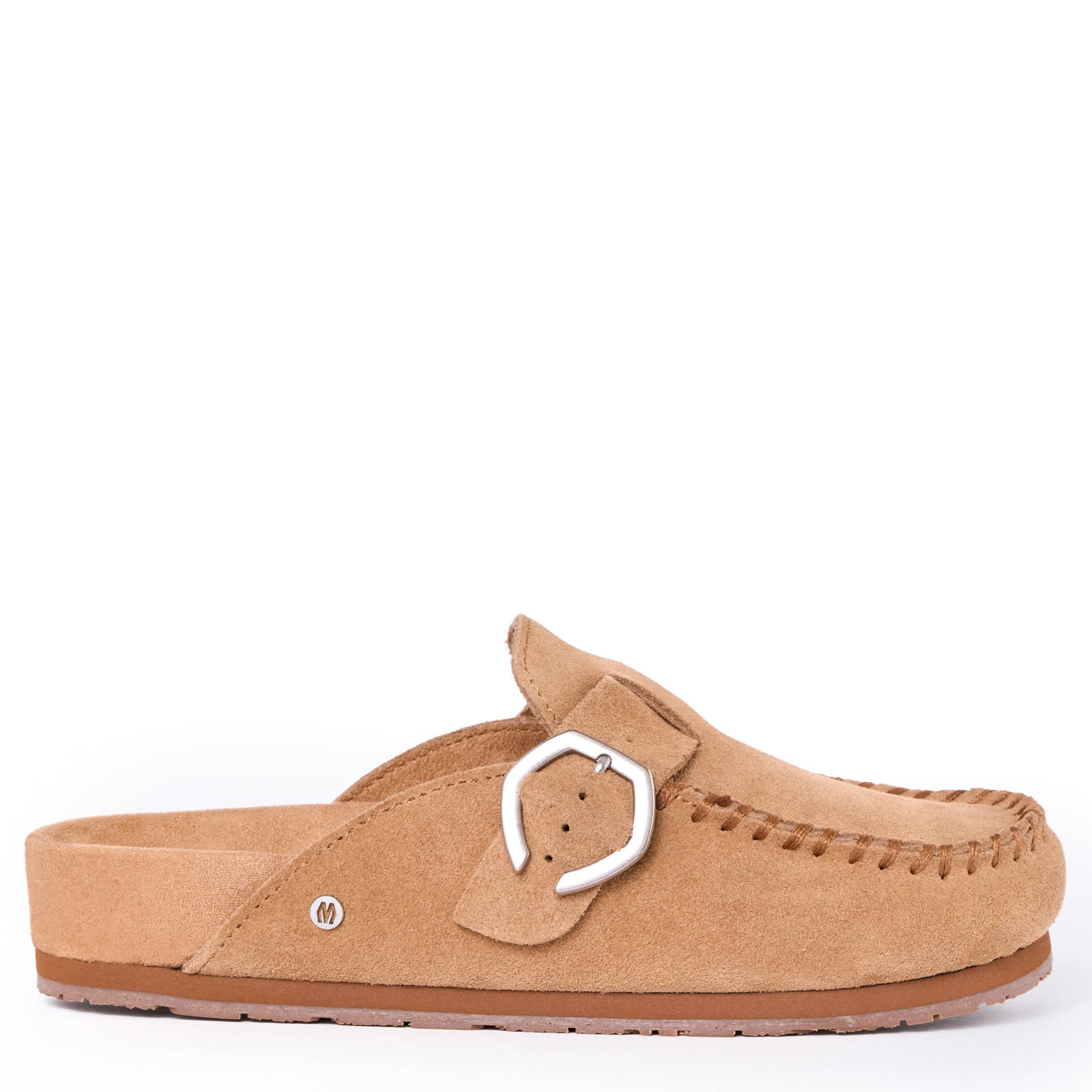 MINNETONKA-WOMENS BUCKLE CLOG-COGNAC & 