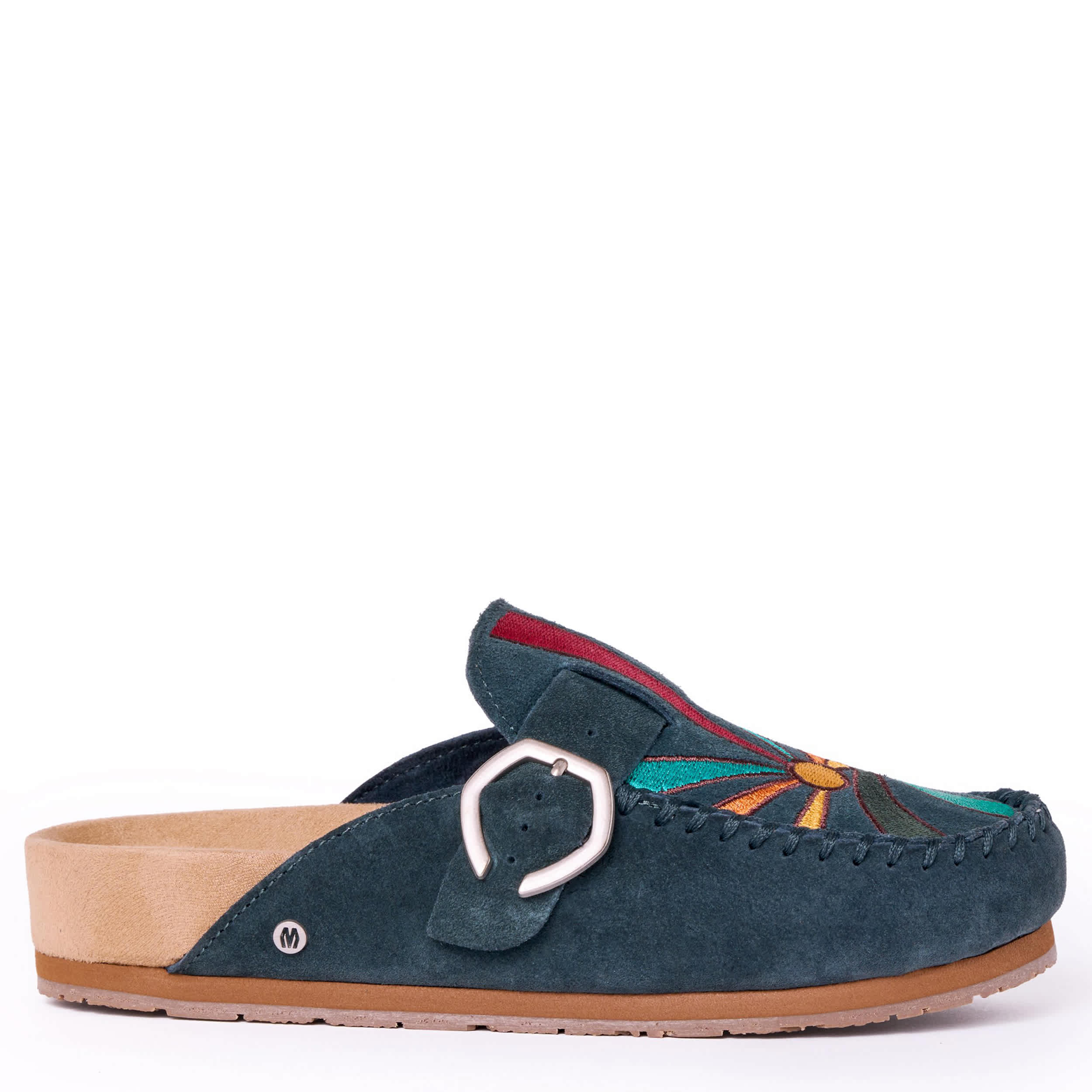 MINNETONKA-WOMENS BUCKLE CLOG-TEAL & 