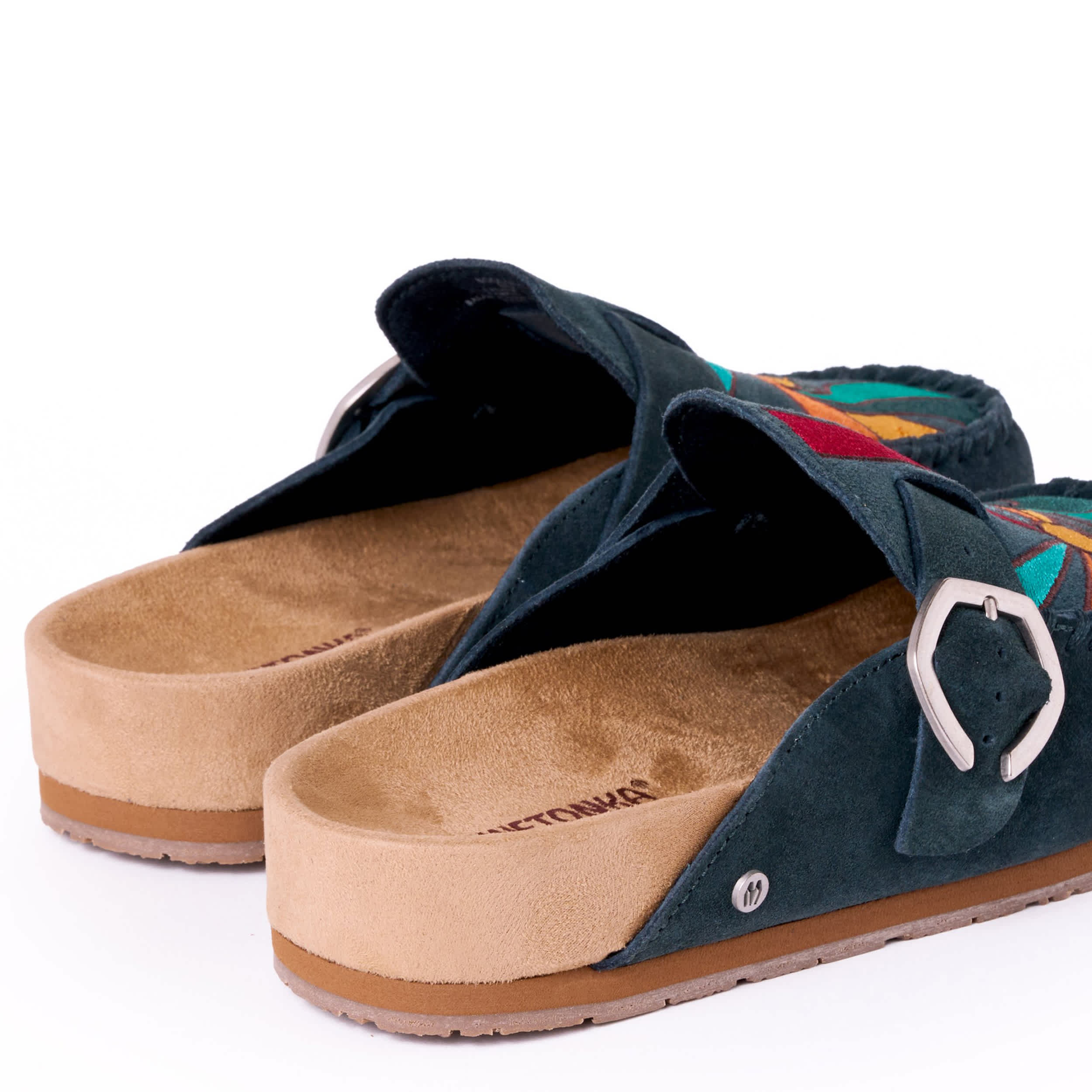 MINNETONKA-WOMENS BUCKLE CLOG-TEAL & 