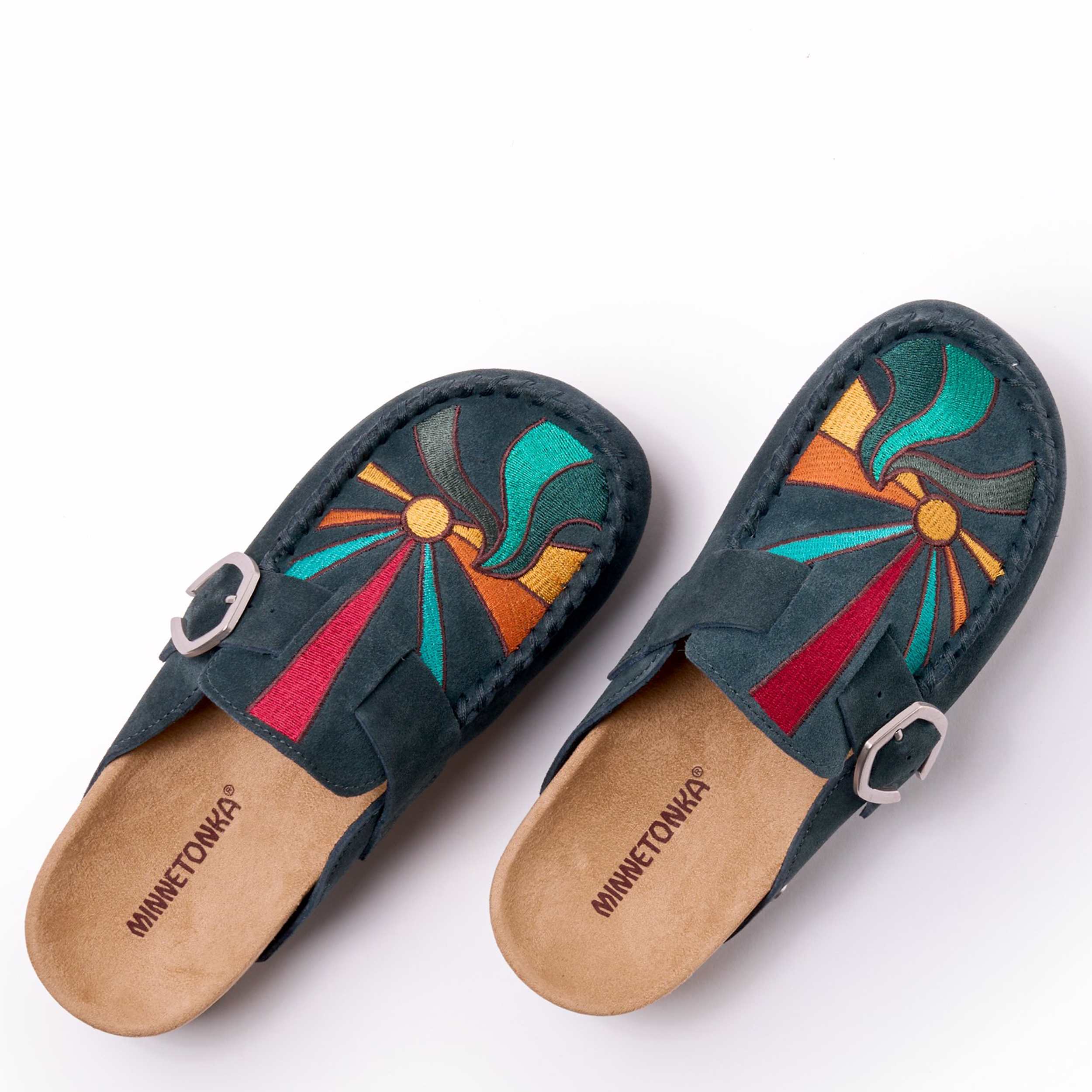 MINNETONKA-WOMENS BUCKLE CLOG-TEAL & 