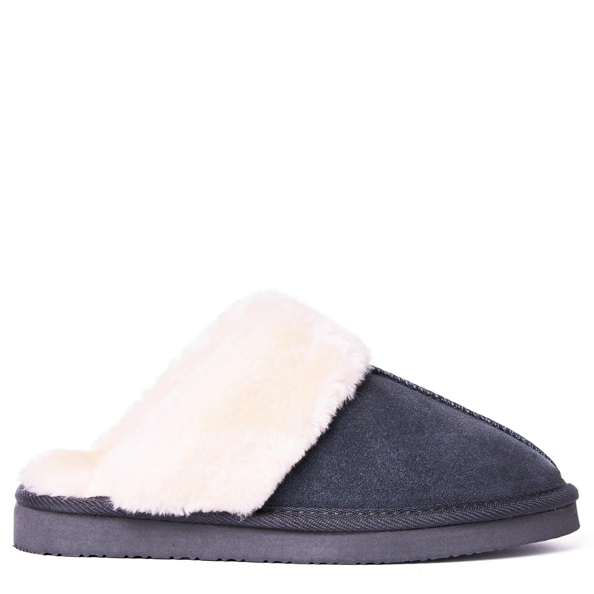 MINNETONKA-WOMENS CHESNEY SLIPPER-DARK GREY & 