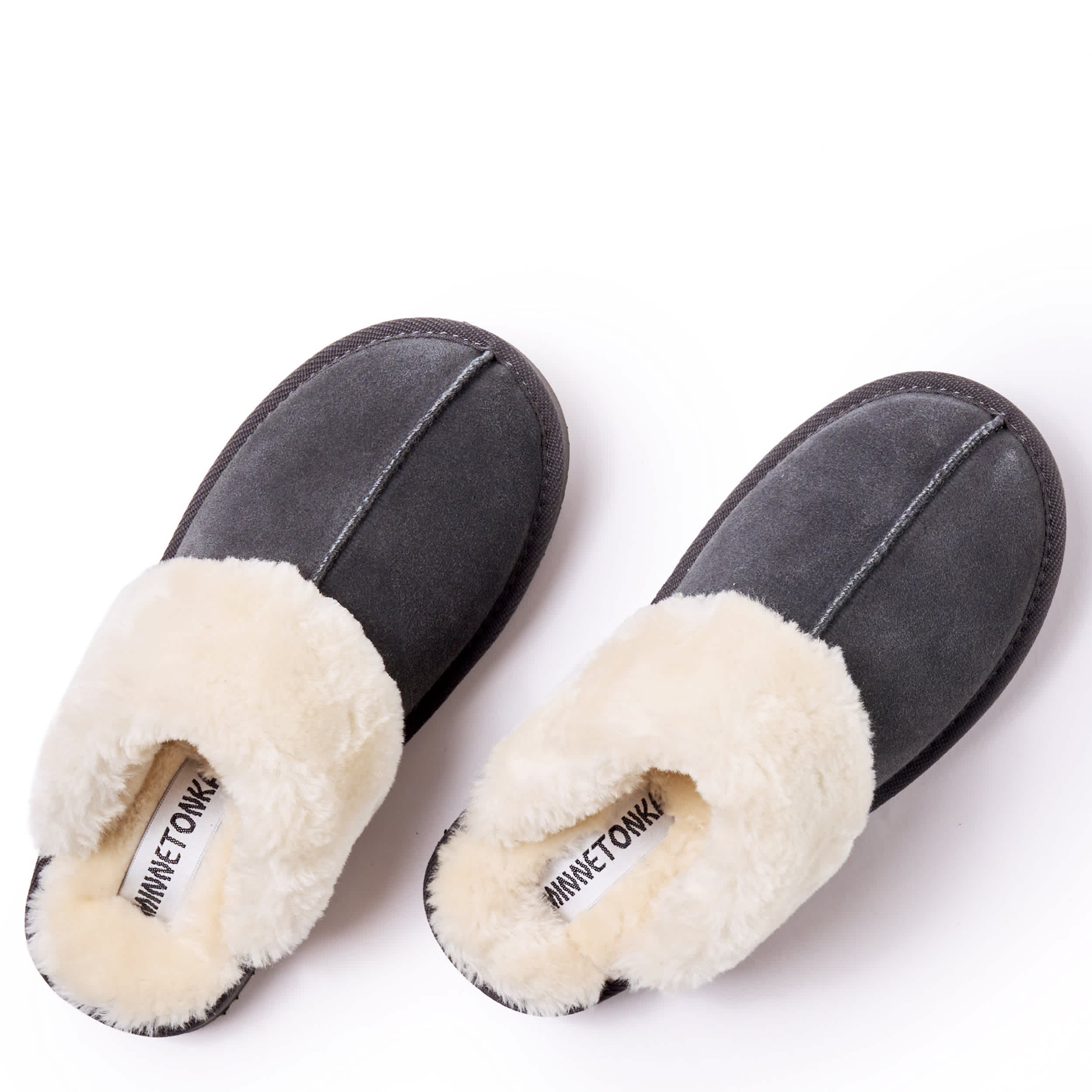 MINNETONKA-WOMENS CHESNEY SLIPPER-DARK GREY & 
