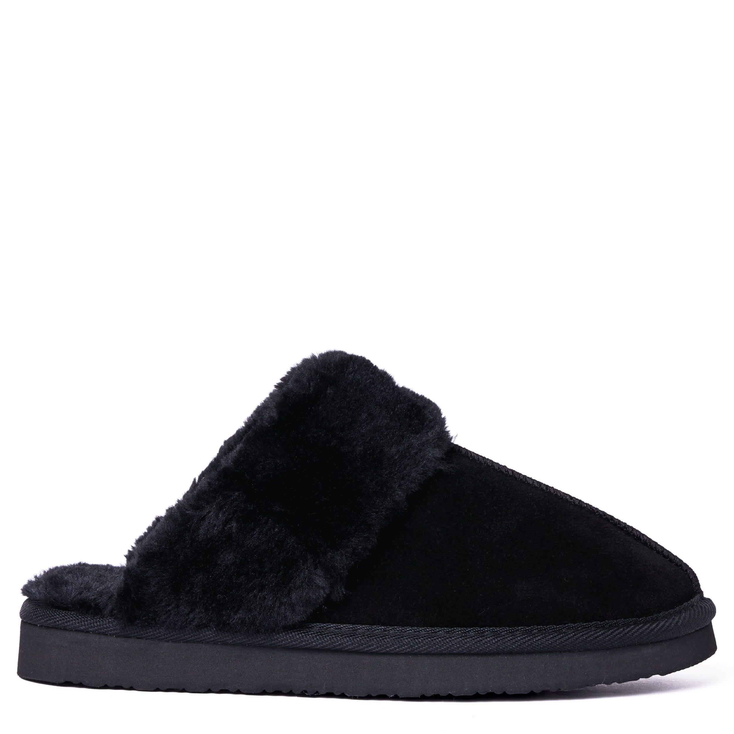 MINNETONKA-WOMENS CHESNEY SLIPPER-BLACK & 
