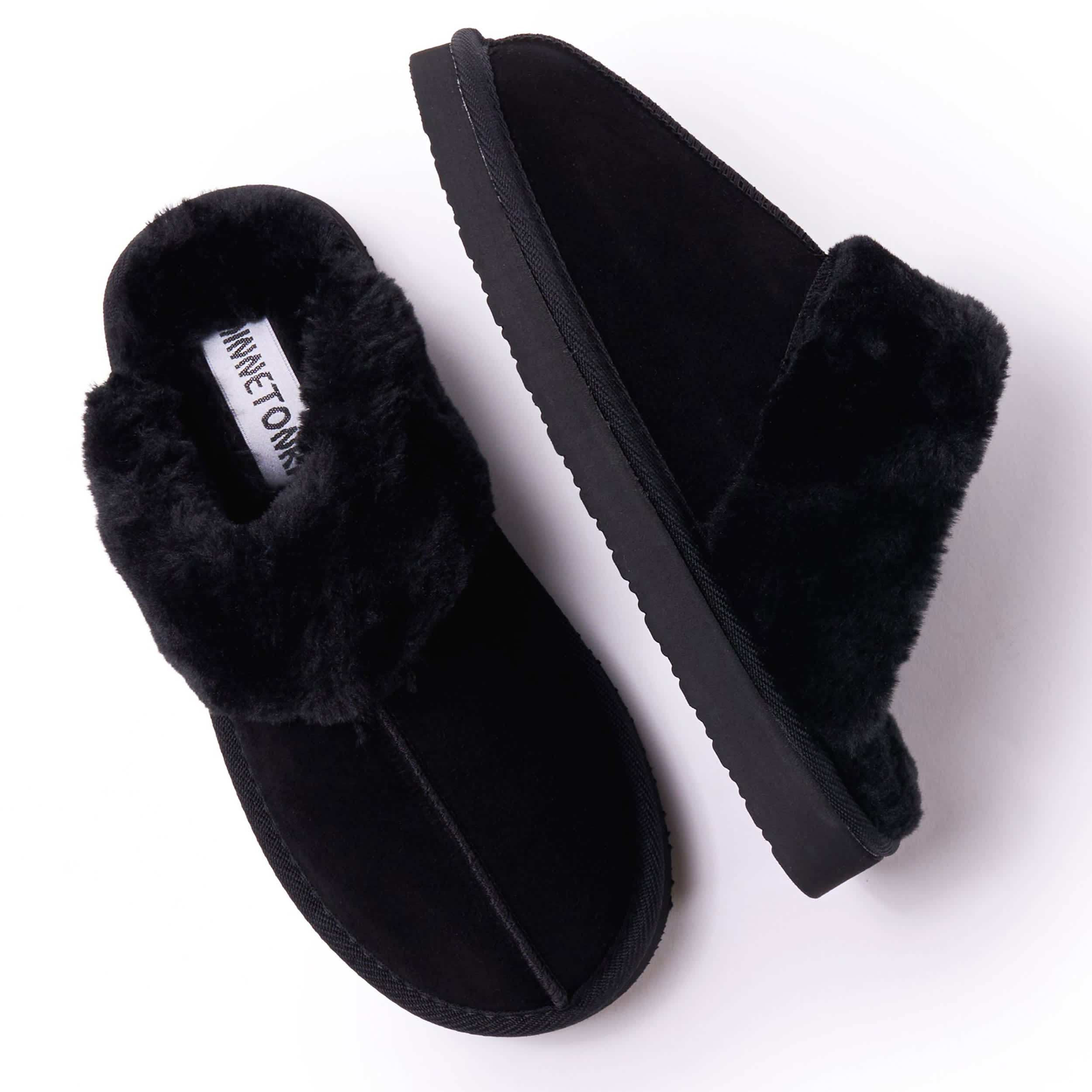 MINNETONKA-WOMENS CHESNEY SLIPPER-BLACK & 