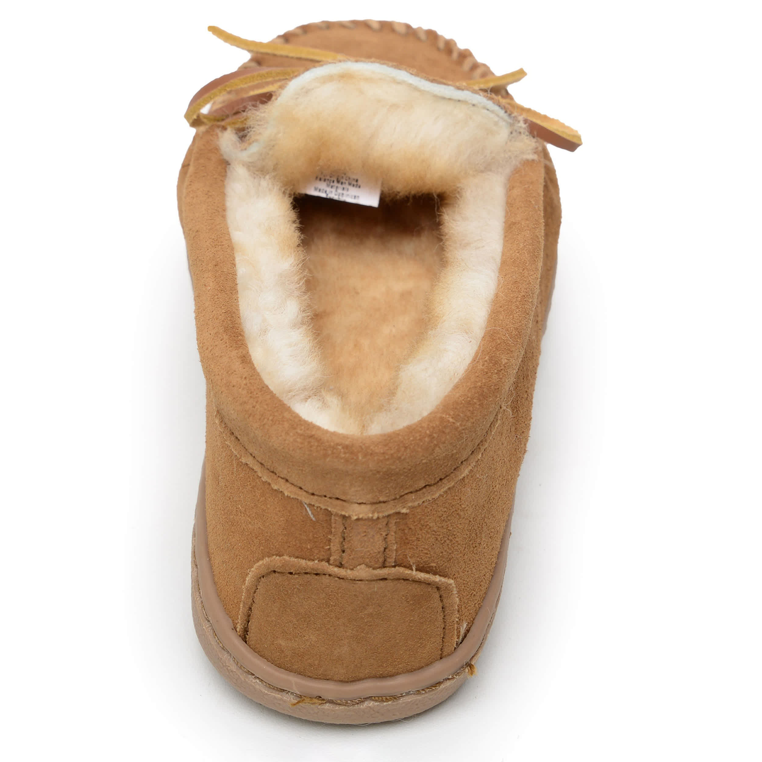 MINNETONKA-WOMENS SHEEPSKIN HARDSOLE SLIPPER-TAN & 