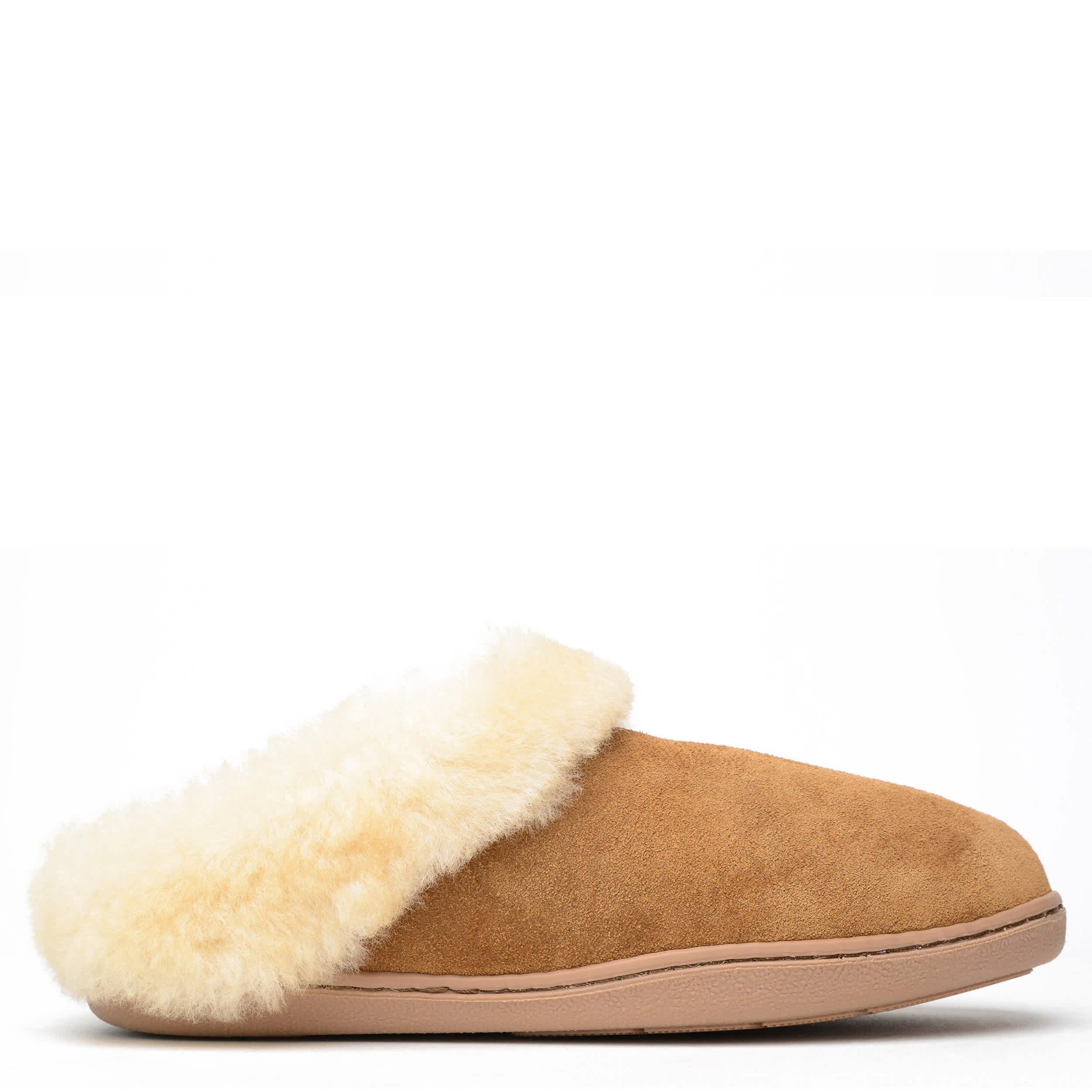 MINNETONKA-WOMENS SHEEPSKIN CLOG-TAN & 
