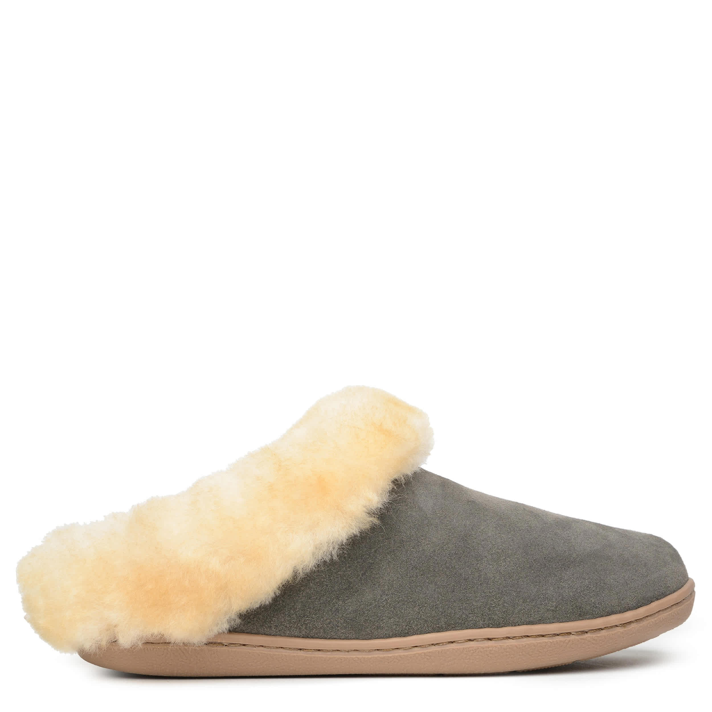 MINNETONKA-WOMENS SHEEPSKIN CLOG-GREY & 
