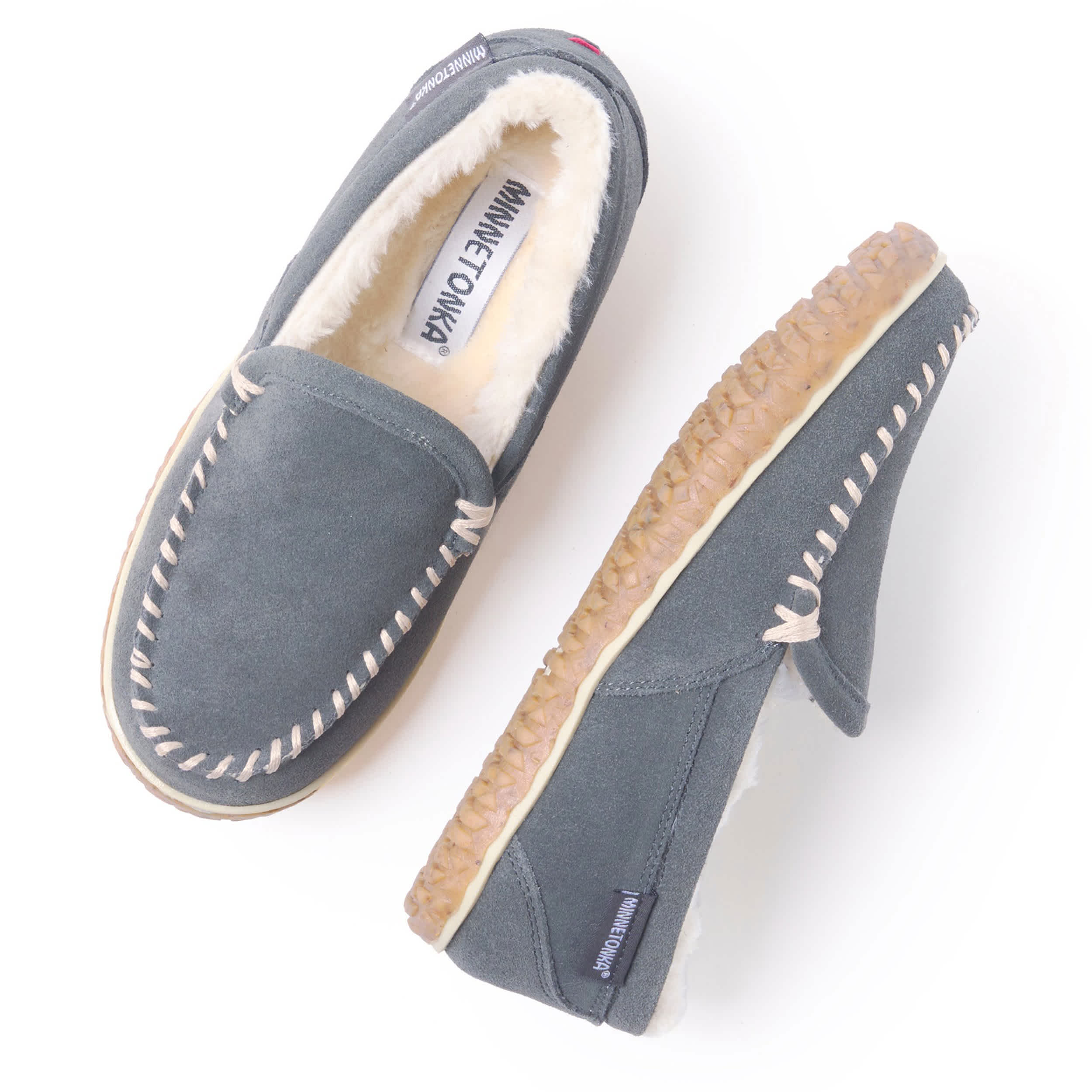 MINNETONKA-WOMENS TEMPE SLIPPER-GREY & 