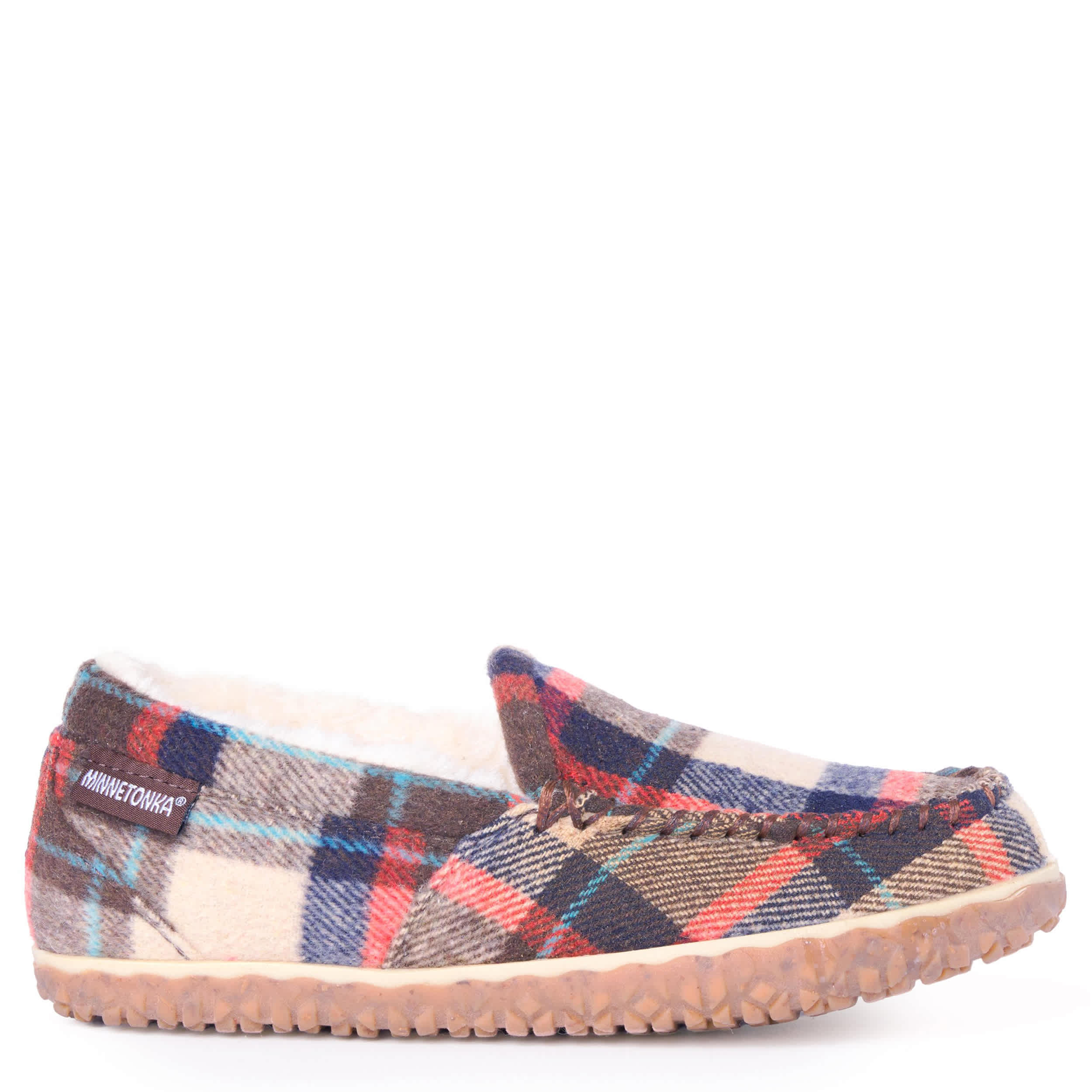 MINNETONKA-WOMENS TEMPE SLIPPER-PLAID & BROWN