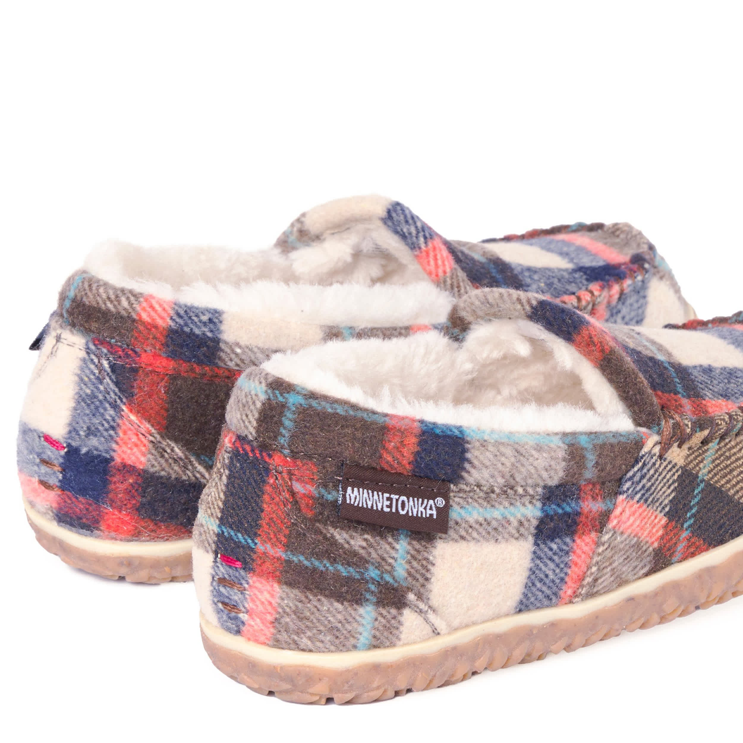 MINNETONKA-WOMENS TEMPE SLIPPER-PLAID & BROWN