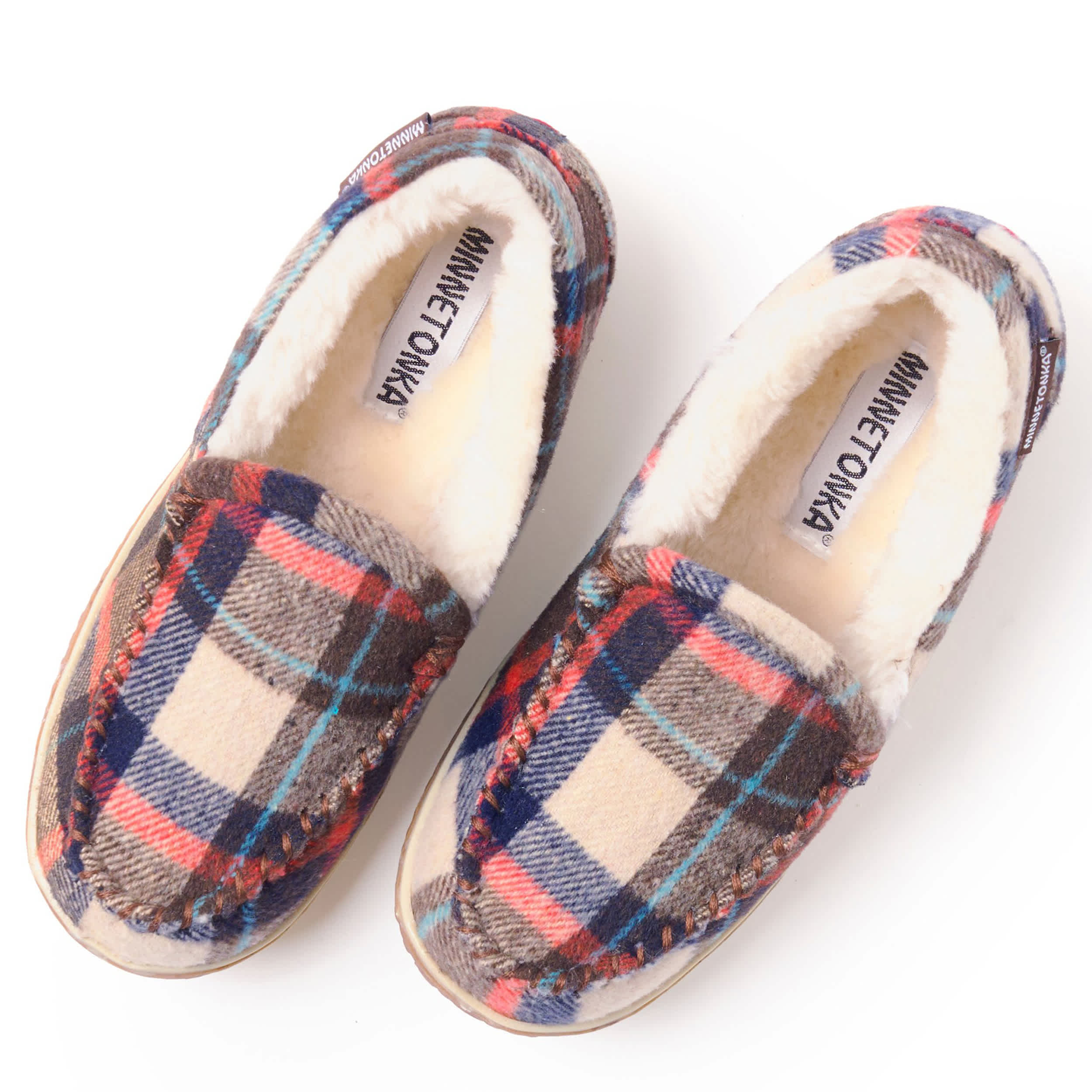 MINNETONKA-WOMENS TEMPE SLIPPER-PLAID & BROWN