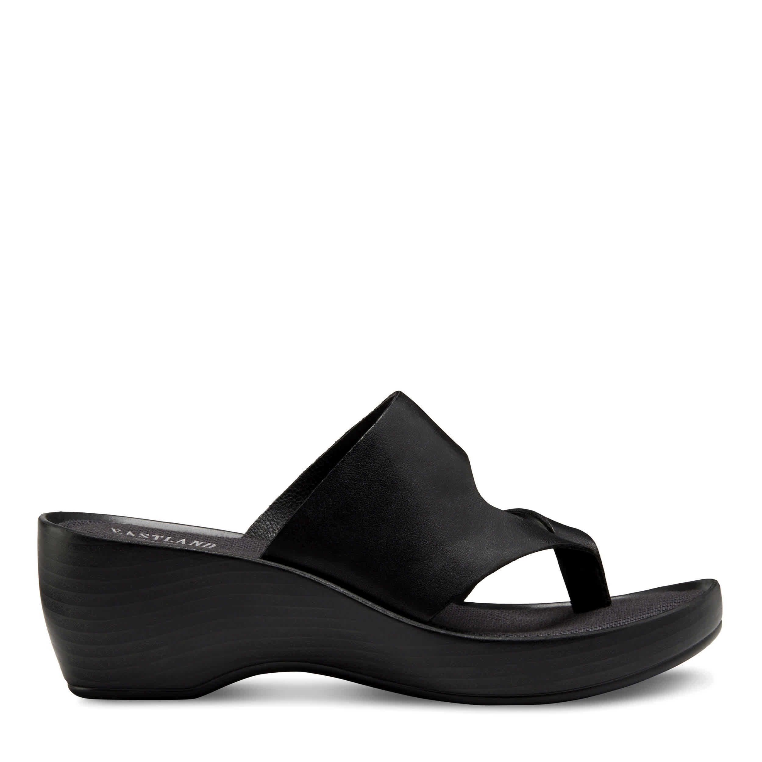 EASTLAND-WOMENS LAUREL WEDGE SANDAL-BLACK & 