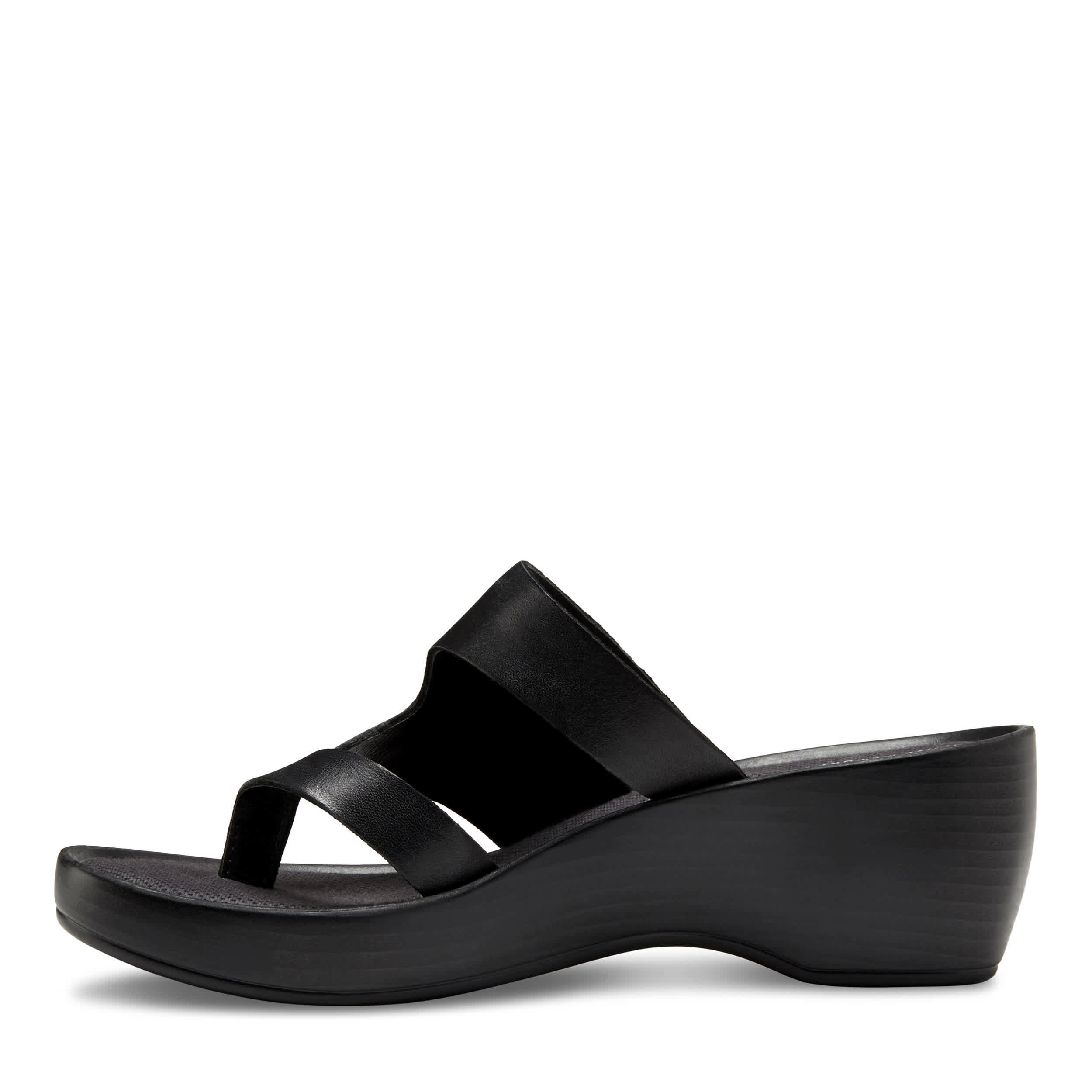 EASTLAND-WOMENS LAUREL WEDGE SANDAL-BLACK & 