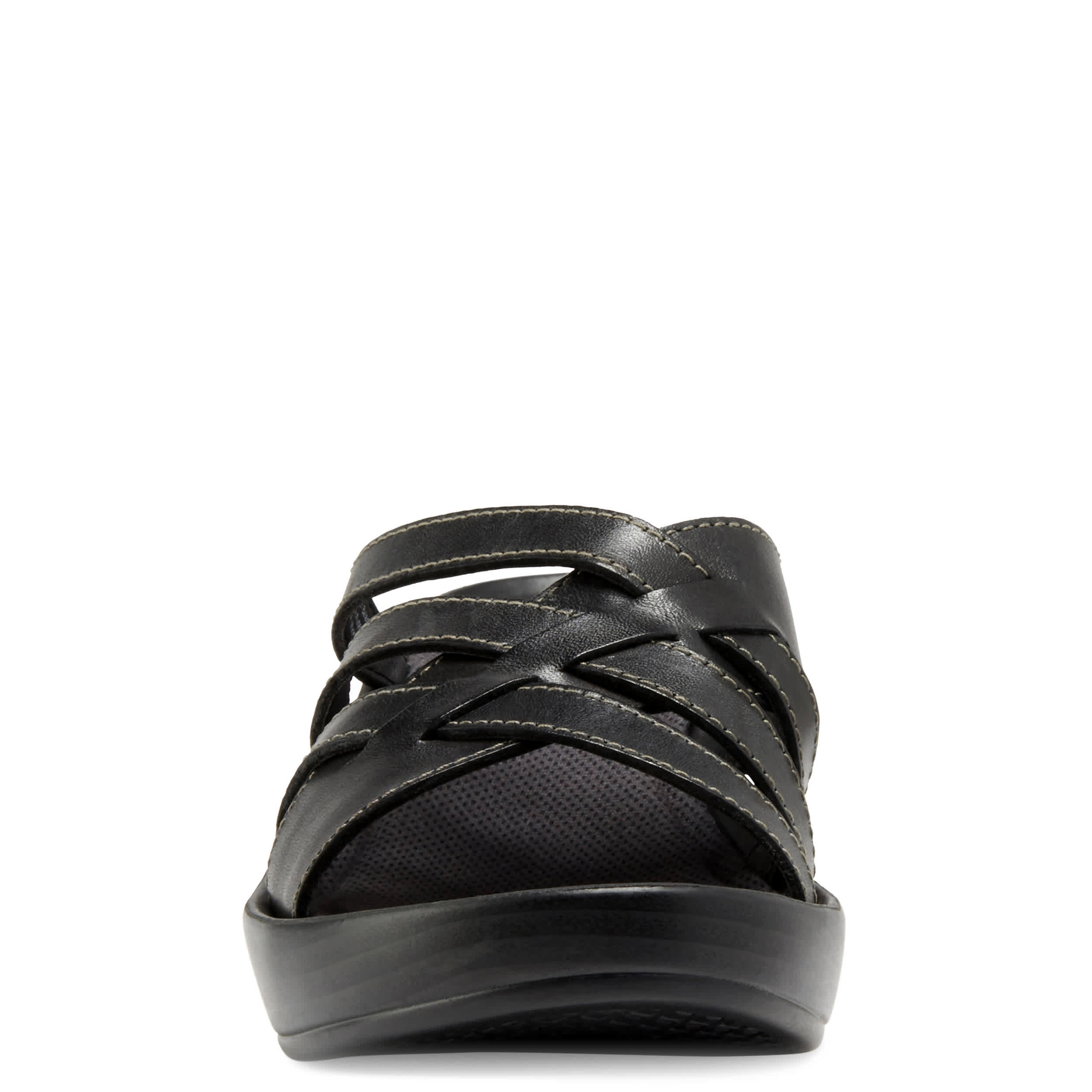 EASTLAND-WOMENS POPPY WEDGE SANDAL-BLACK & 
