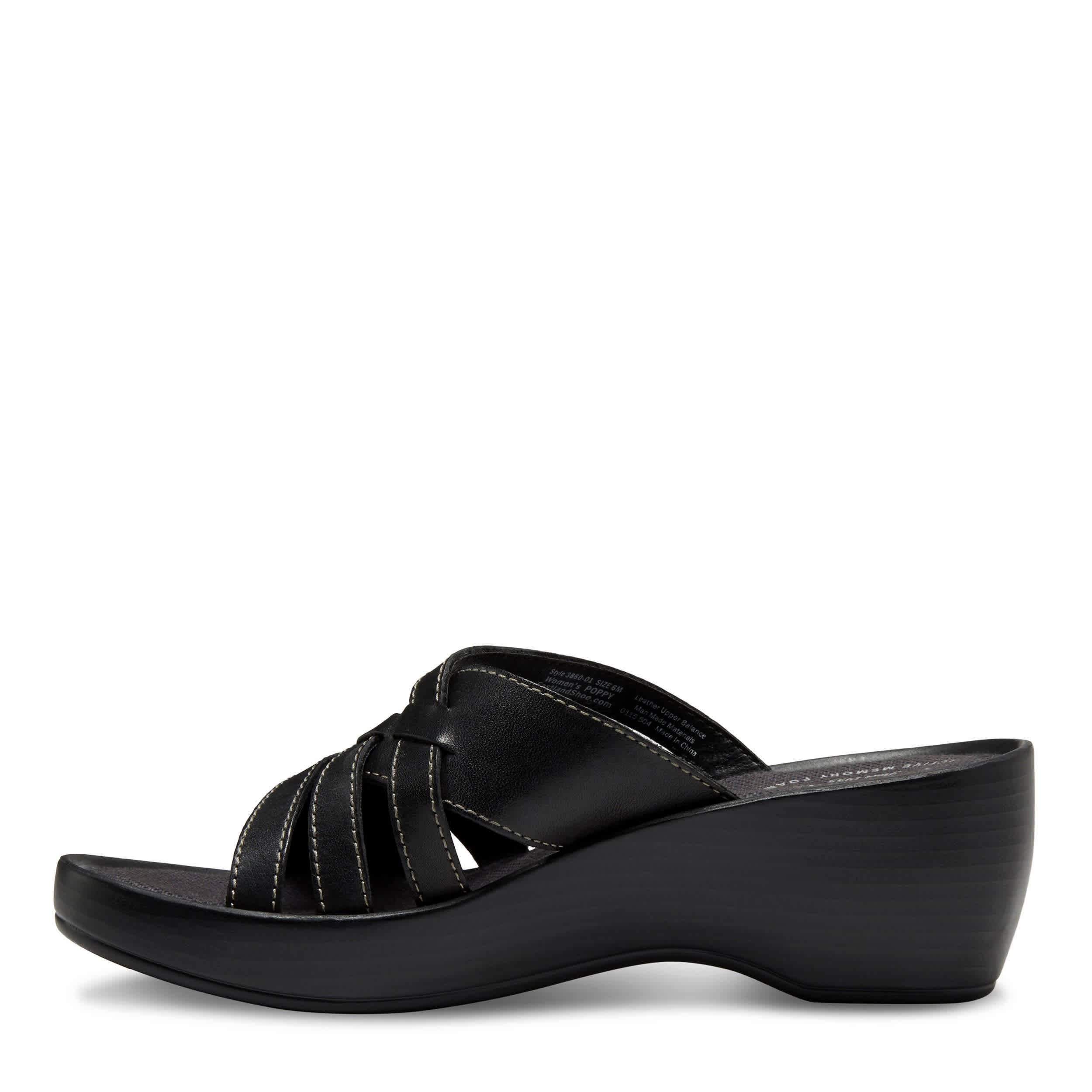 EASTLAND-WOMENS POPPY WEDGE SANDAL-BLACK & 