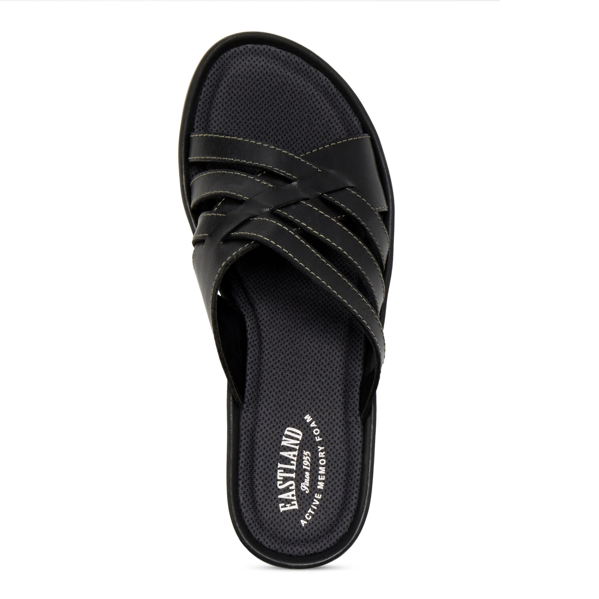 EASTLAND-WOMENS POPPY WEDGE SANDAL-BLACK & 