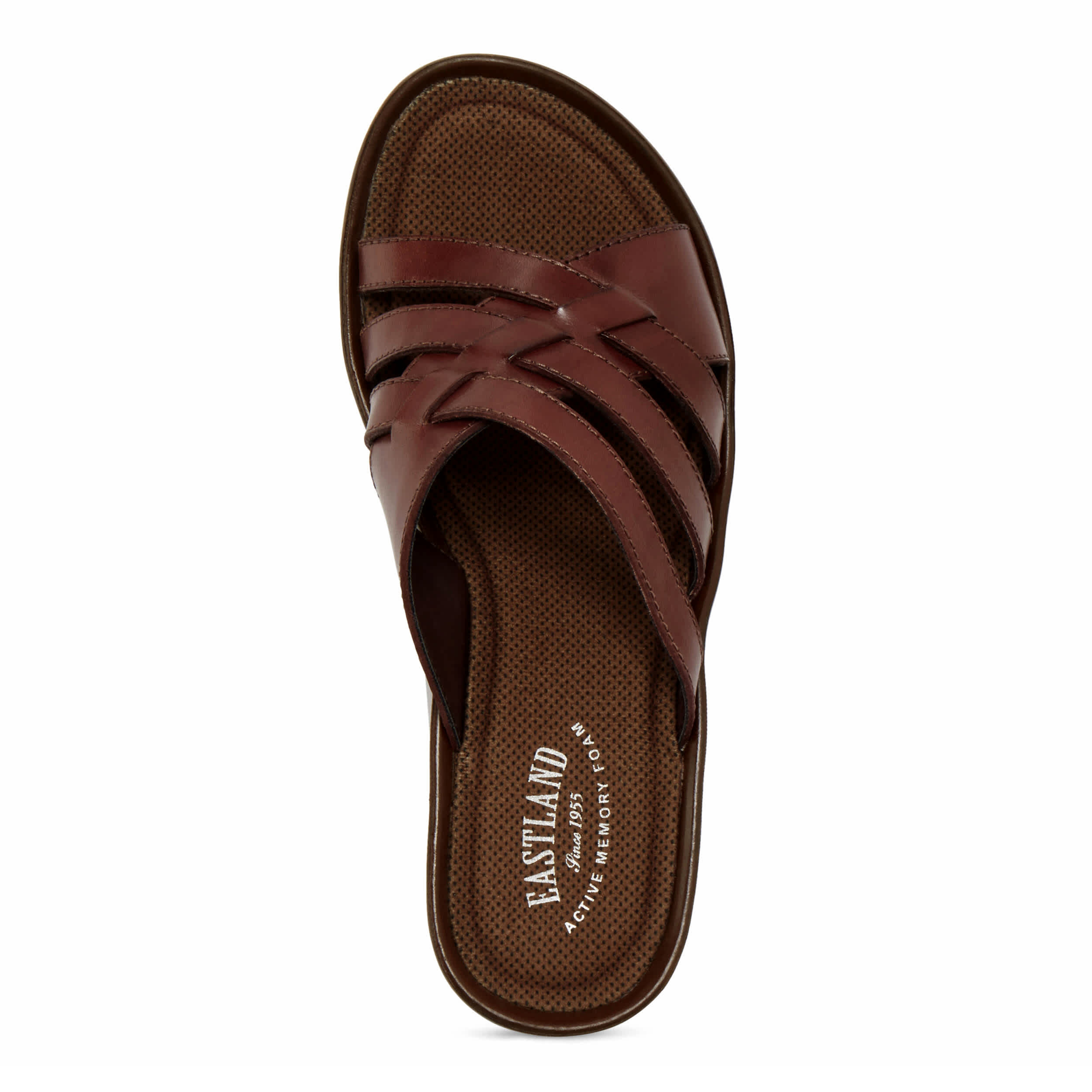 EASTLAND-WOMENS POPPY WEDGE SANDAL-DARK BROWN & 
