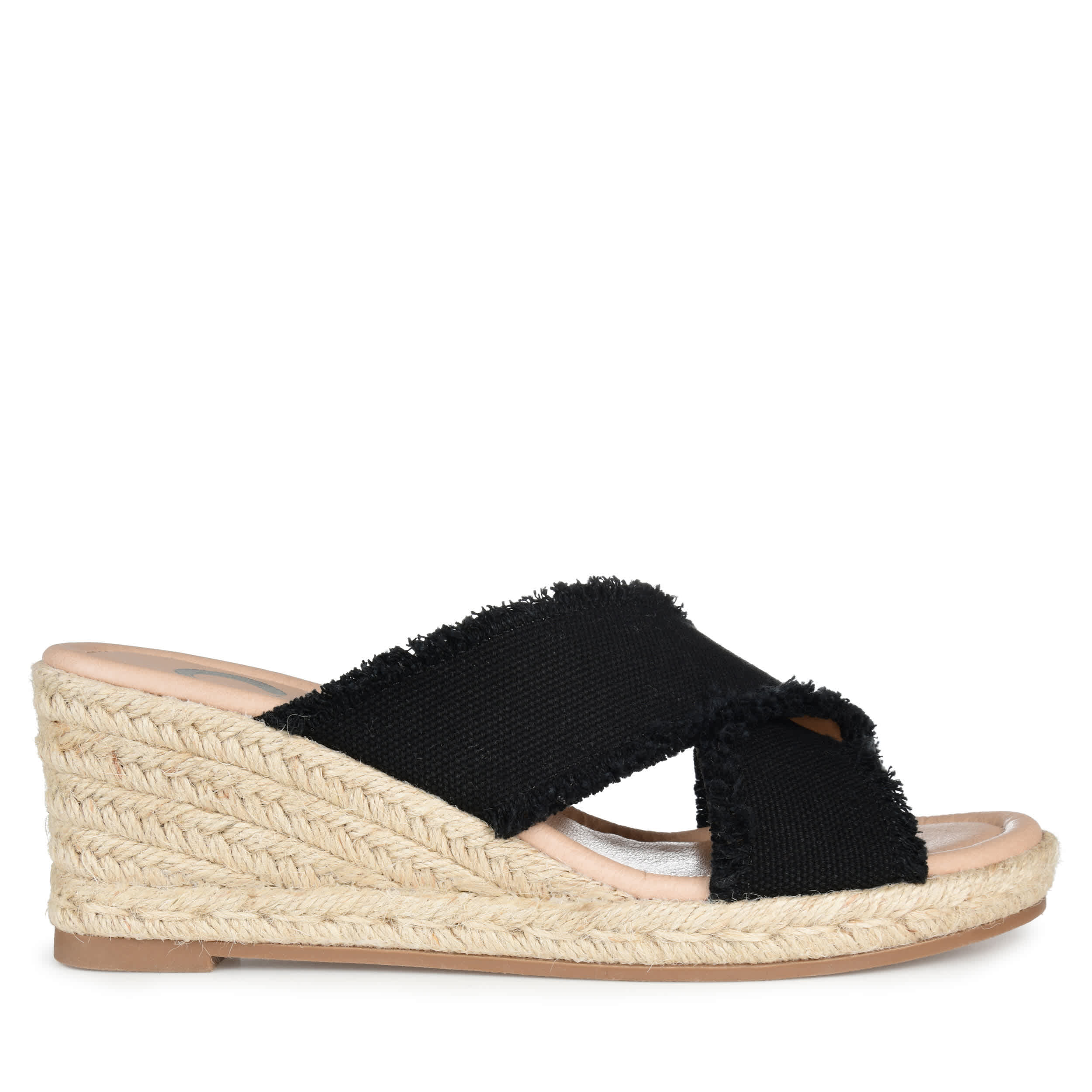 JOURNEE COLLECTION-WOMENS SHANNI WEDGE SANDAL-BLACK & 