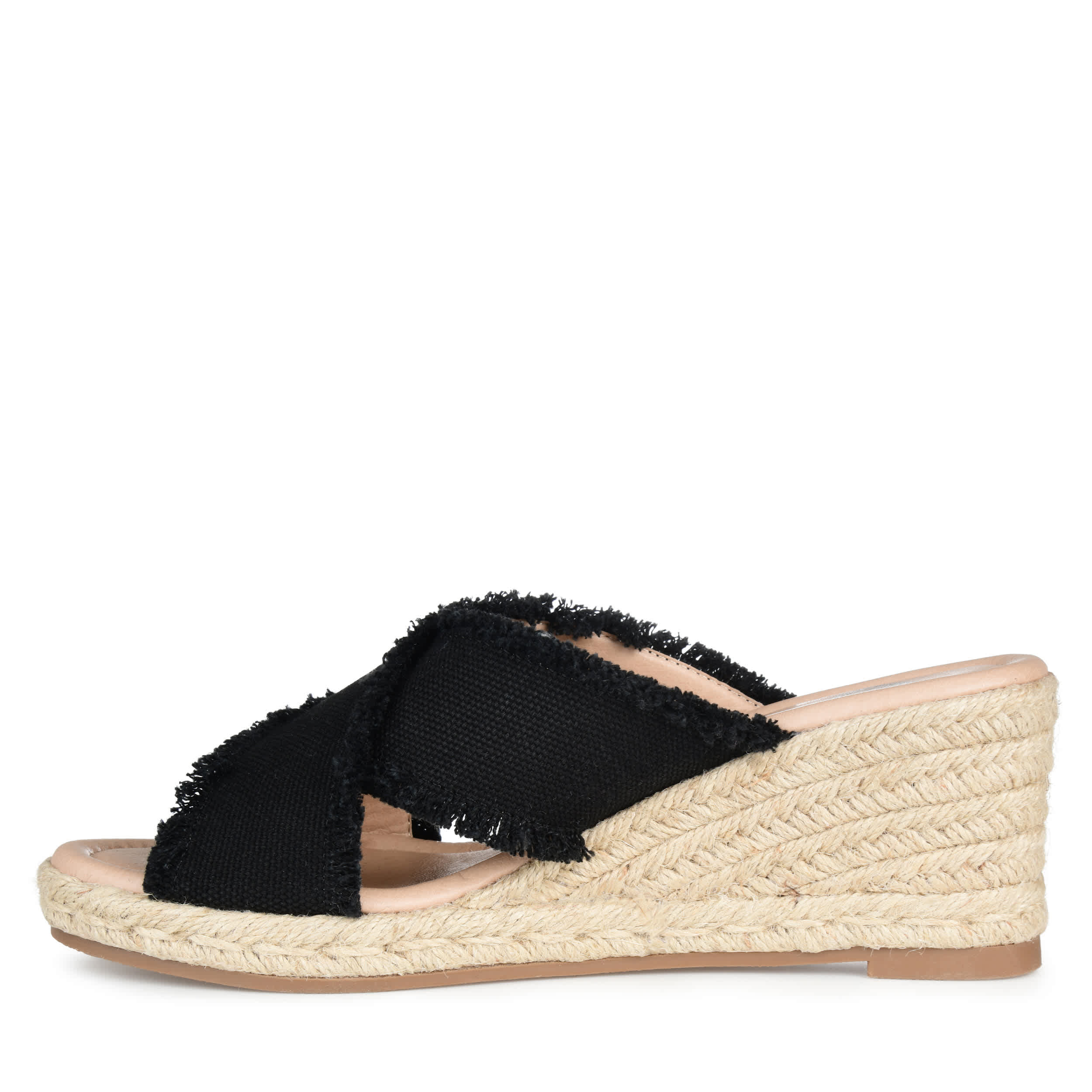 JOURNEE COLLECTION-WOMENS SHANNI WEDGE SANDAL-BLACK & 