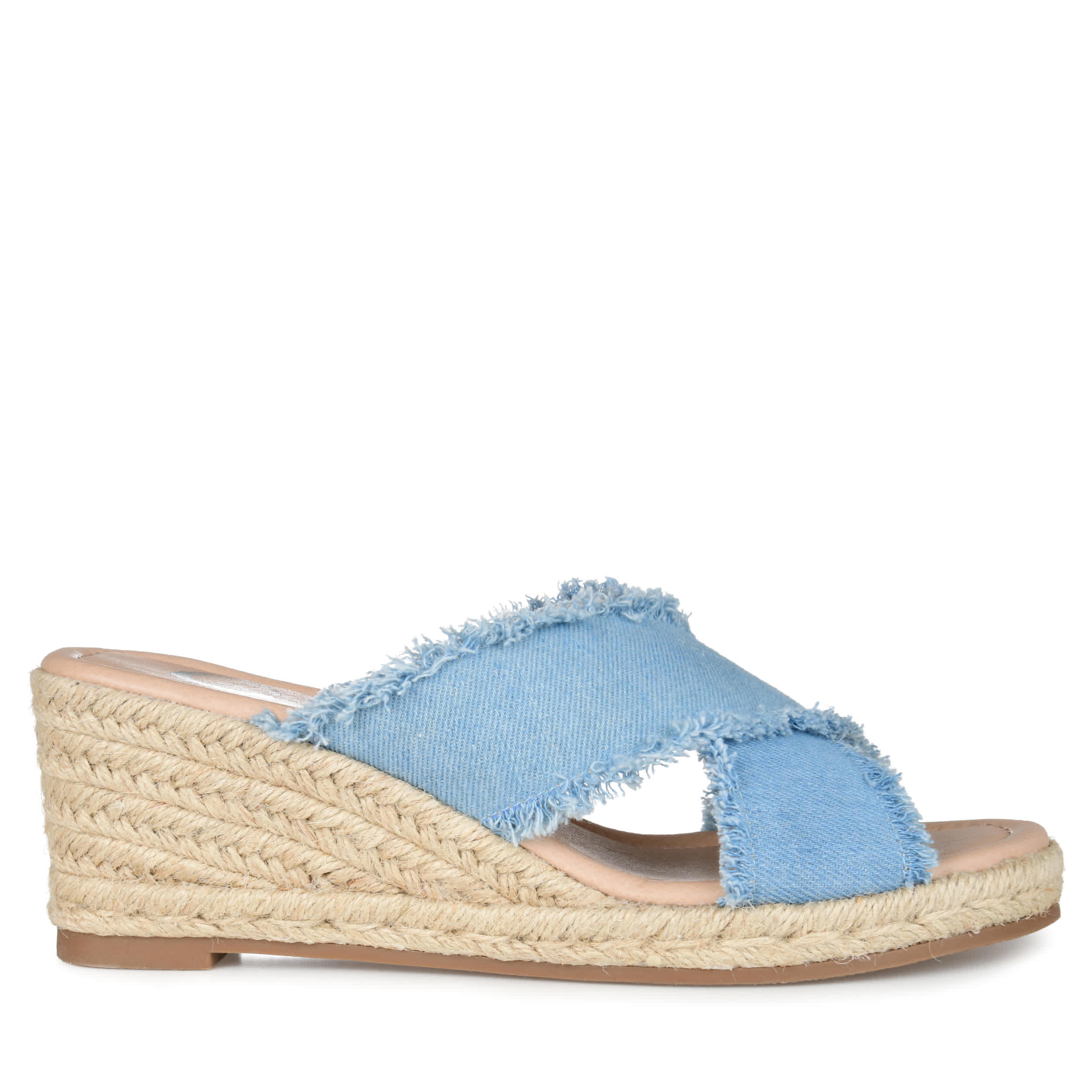 JOURNEE COLLECTION-WOMENS SHANNI WEDGE SANDAL-DENIM & 