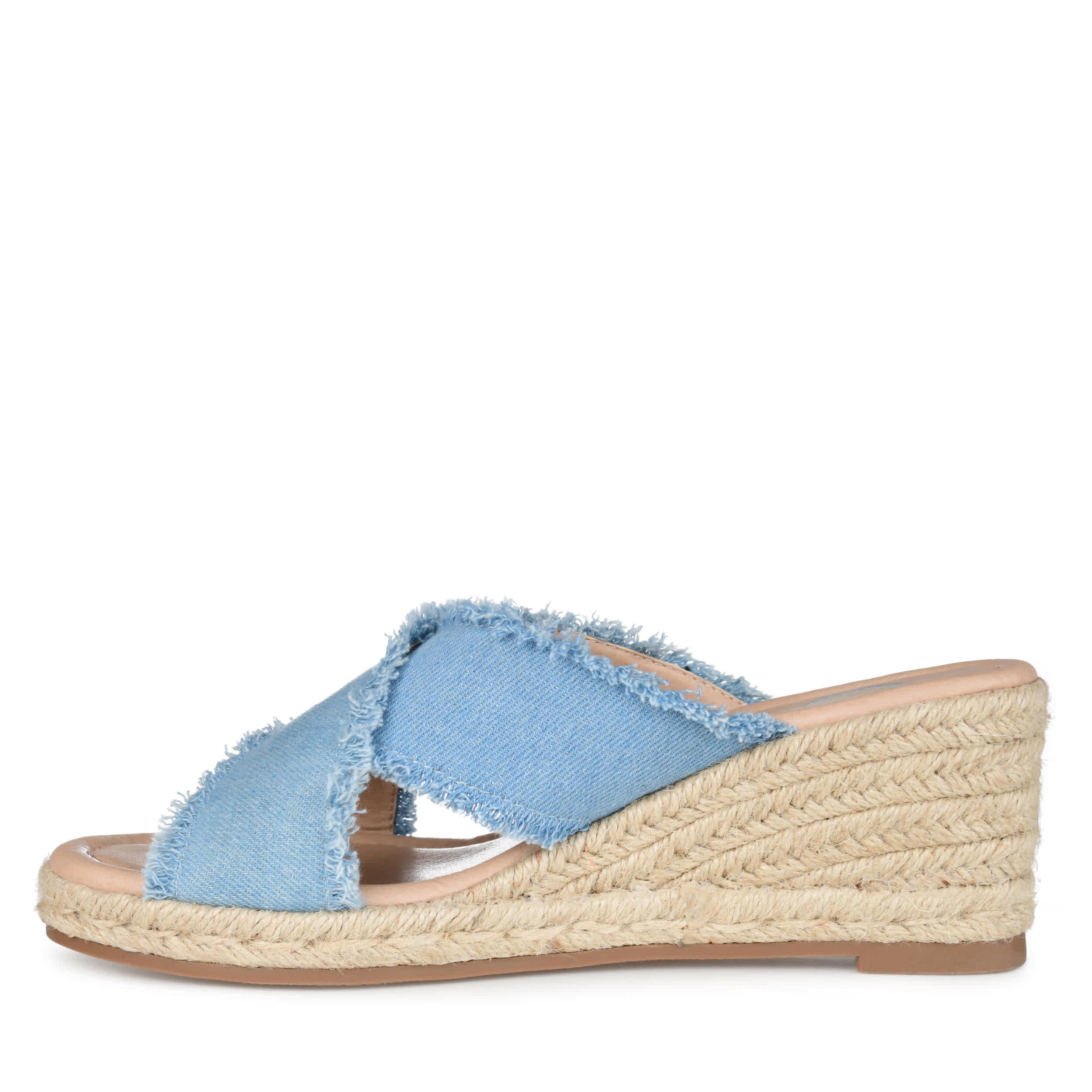 JOURNEE COLLECTION-WOMENS SHANNI WEDGE SANDAL-DENIM & 