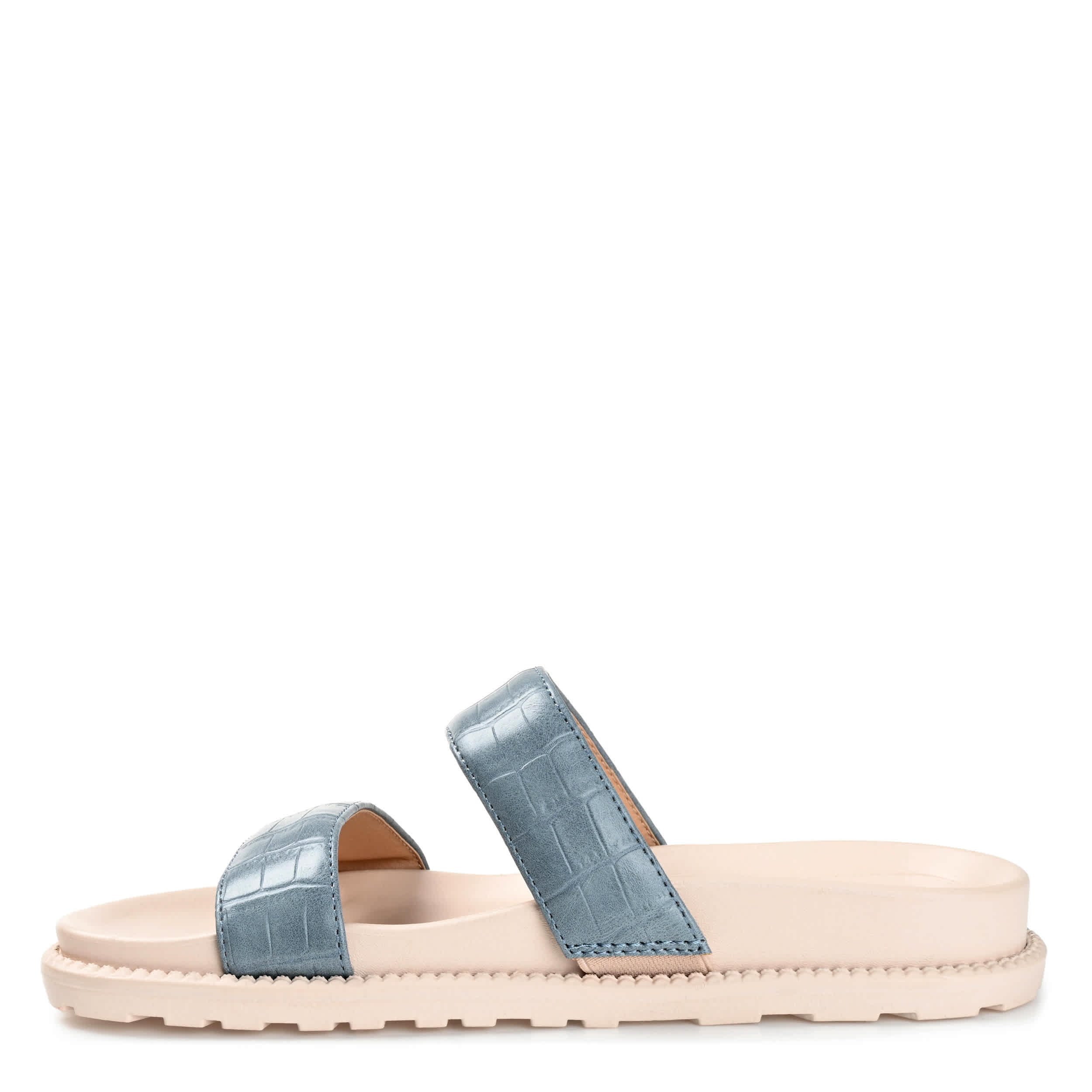 JOURNEE COLLECTION-WOMENS STELLINA FOOTBED SLIDE-BLUE & 